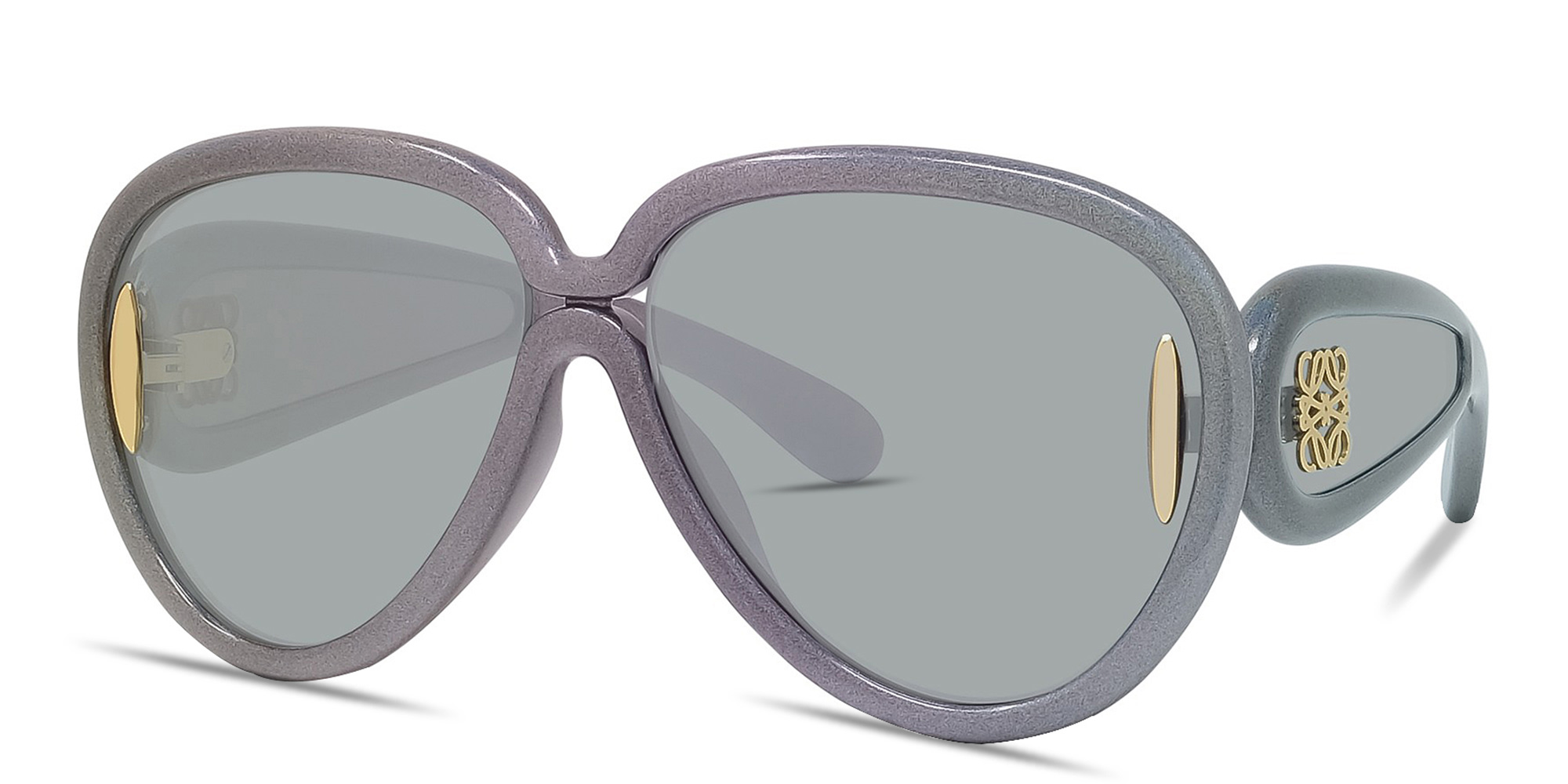 نظارات شمسية سوداء طراز بايلوت بشعار أناغرام من لويفي بلون رمادي - صورة المنتج 2