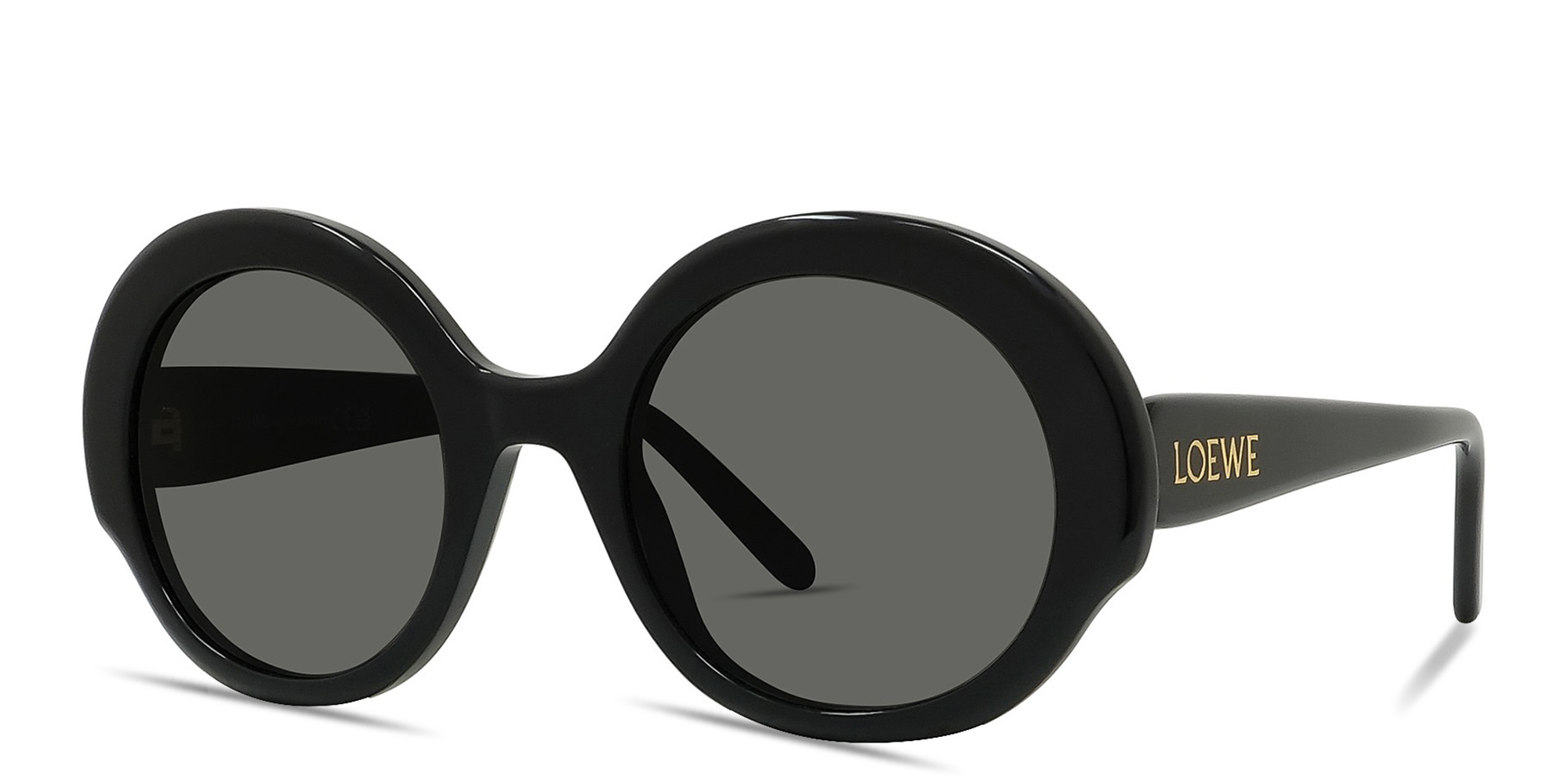 Shop LOEWE Slim Black Round Sunglasses in Black online.