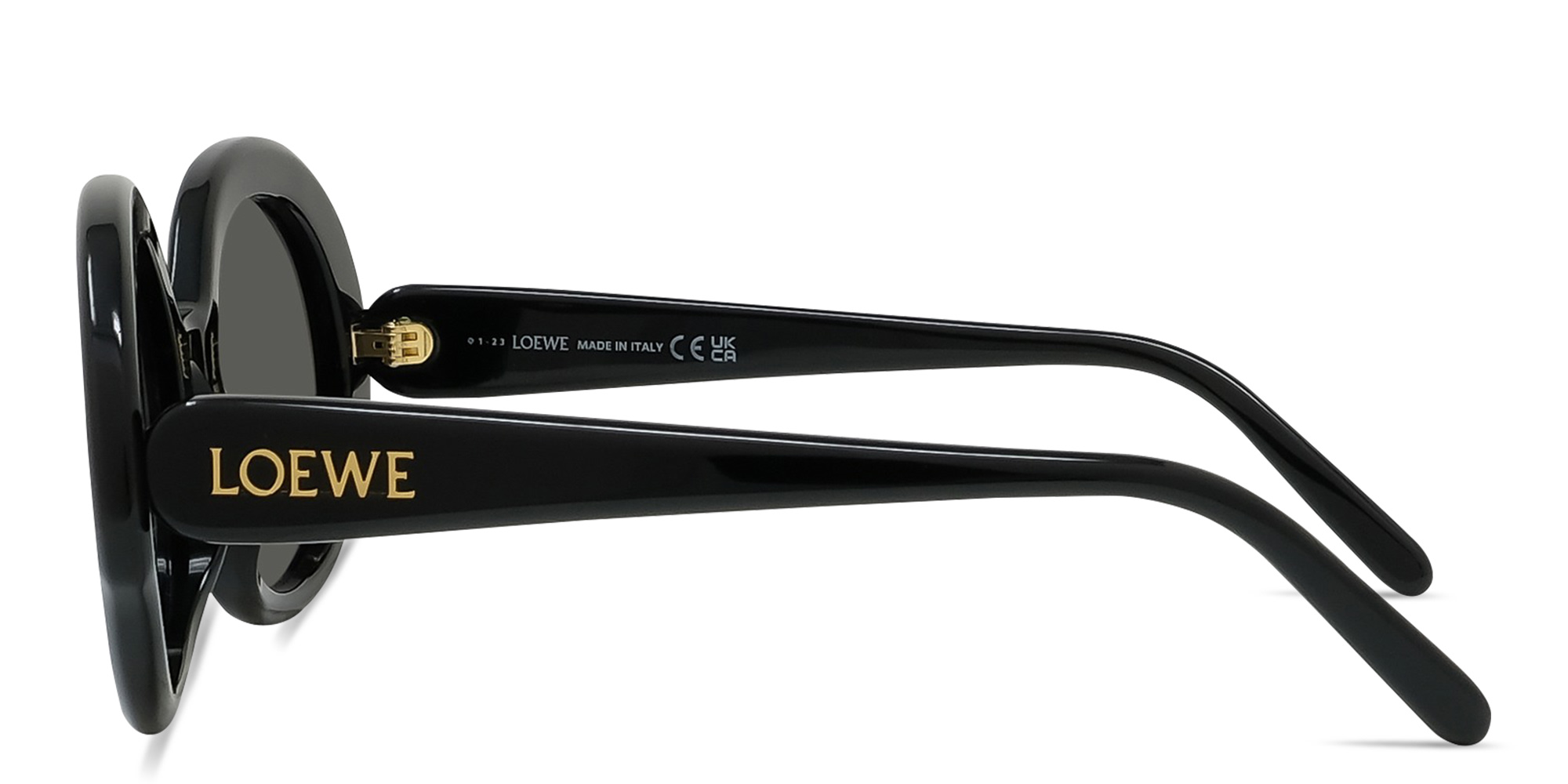 Shop LOEWE Slim Black Round Sunglasses in Black online.