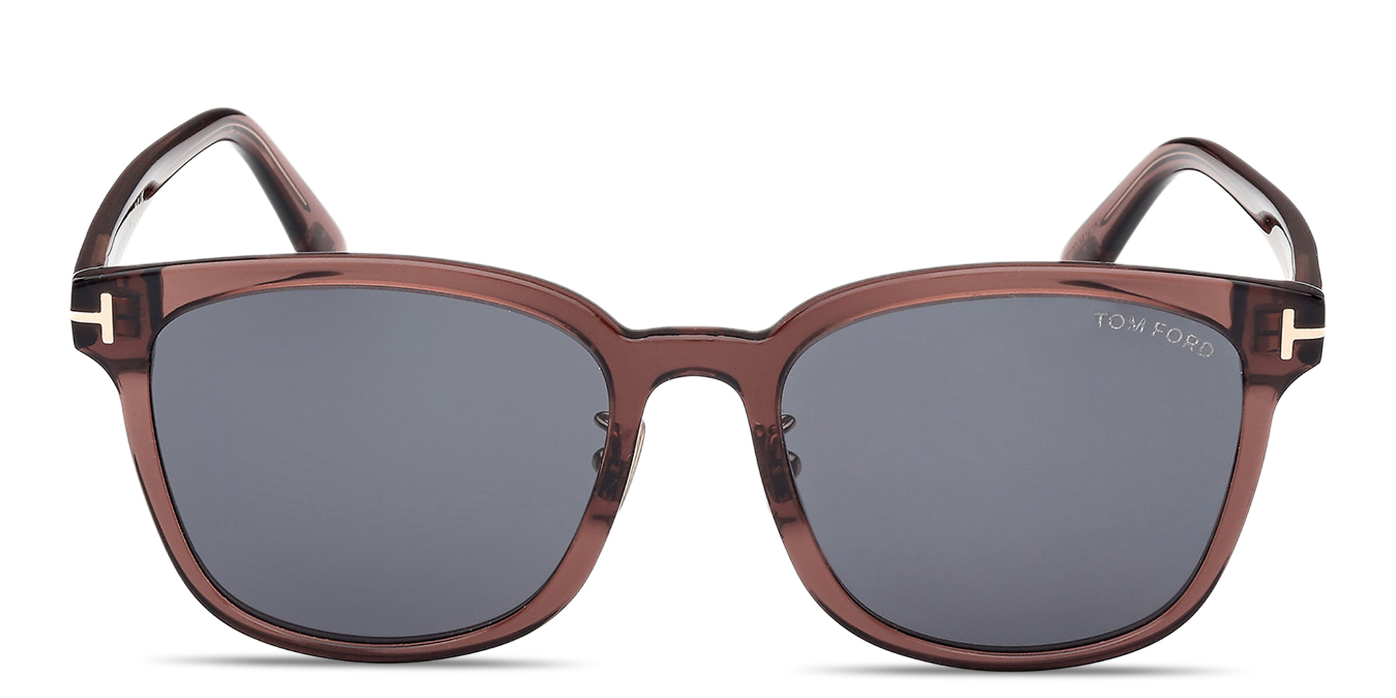 Shop TOM FORD T Logo Unisex Square Sunglasses in Transparent Brown online.