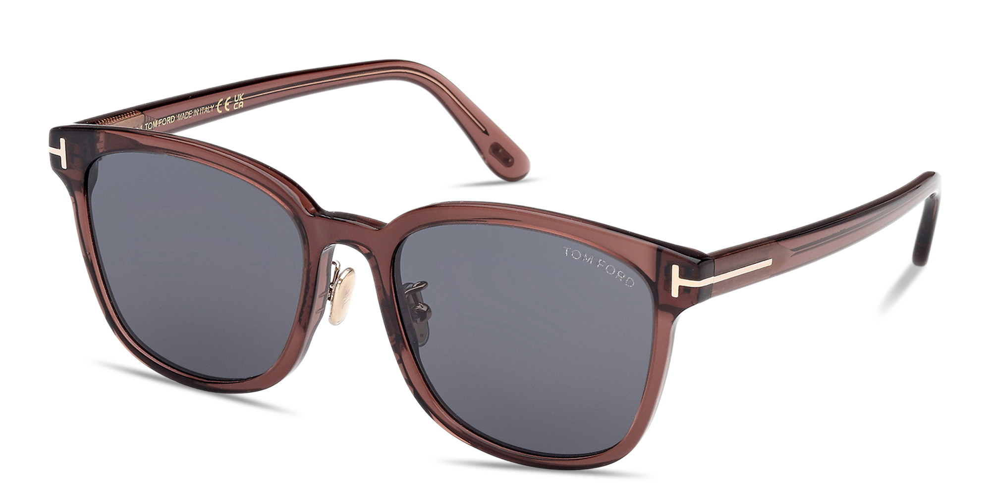 Shop TOM FORD T Logo Unisex Square Sunglasses in Transparent Brown online.