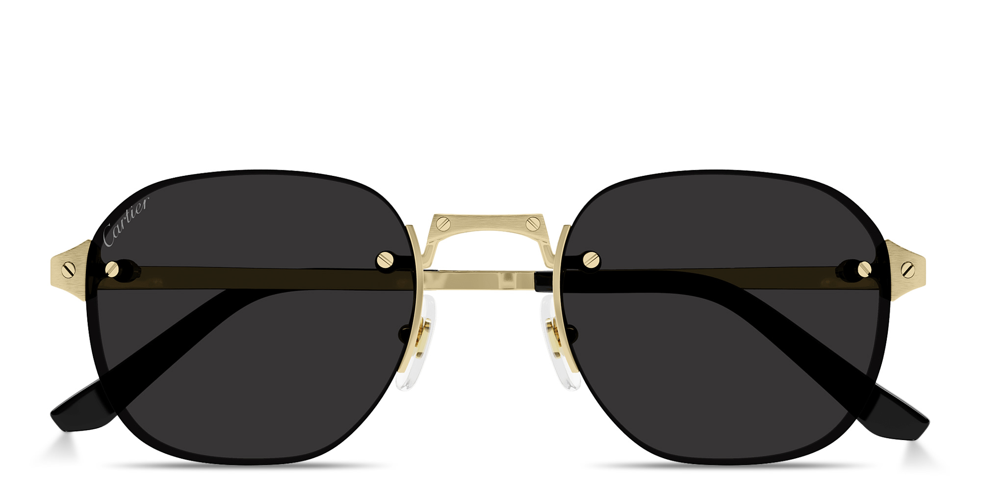 تسوق نظارات شمسية سانتوس دو كارتييه دائرية بدون إطار كارتييه بلون ذهبي أونلاين.