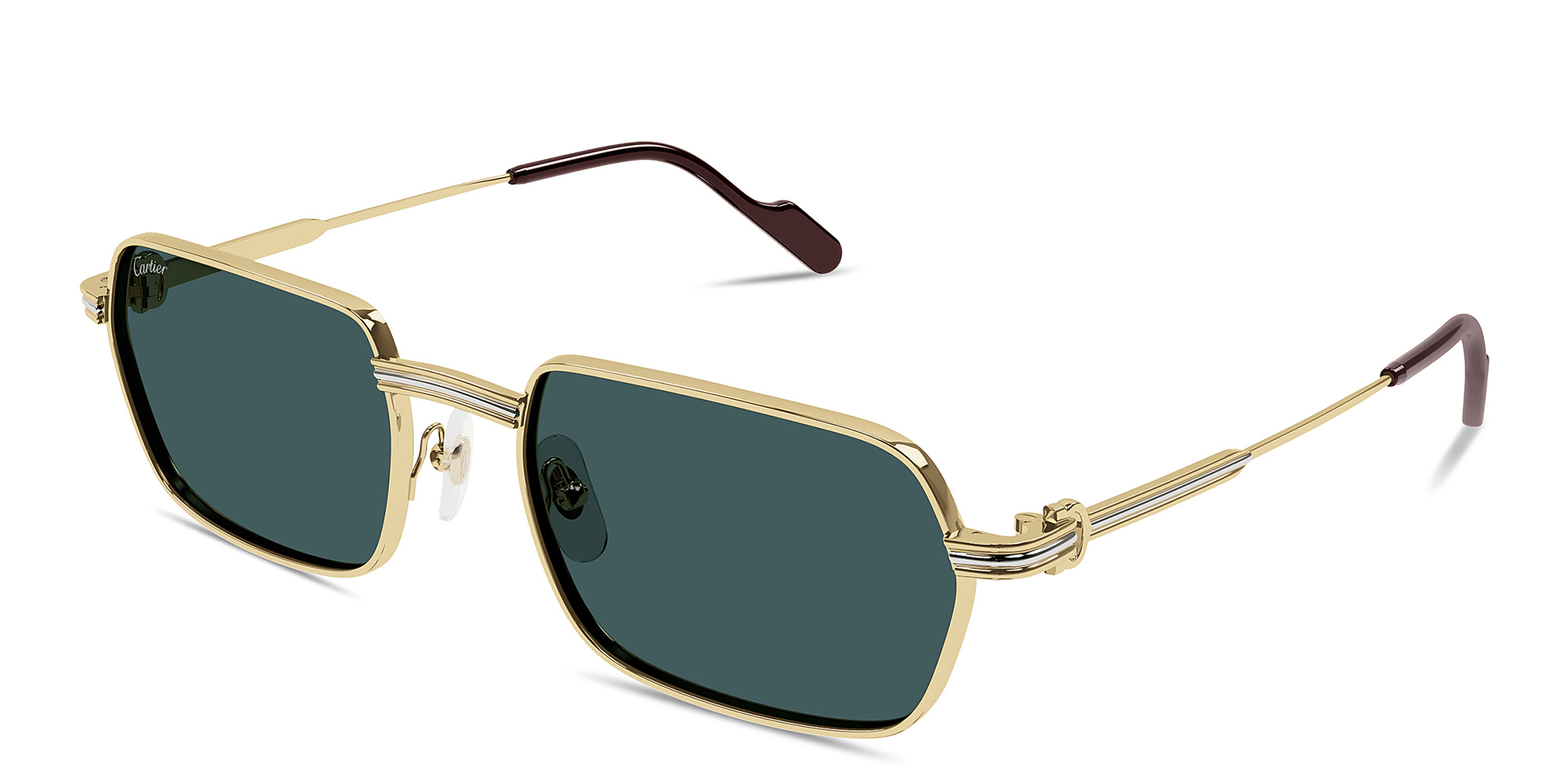 Shop Cartier Première de Cartier Rectangle Sunglasses in Gold online.