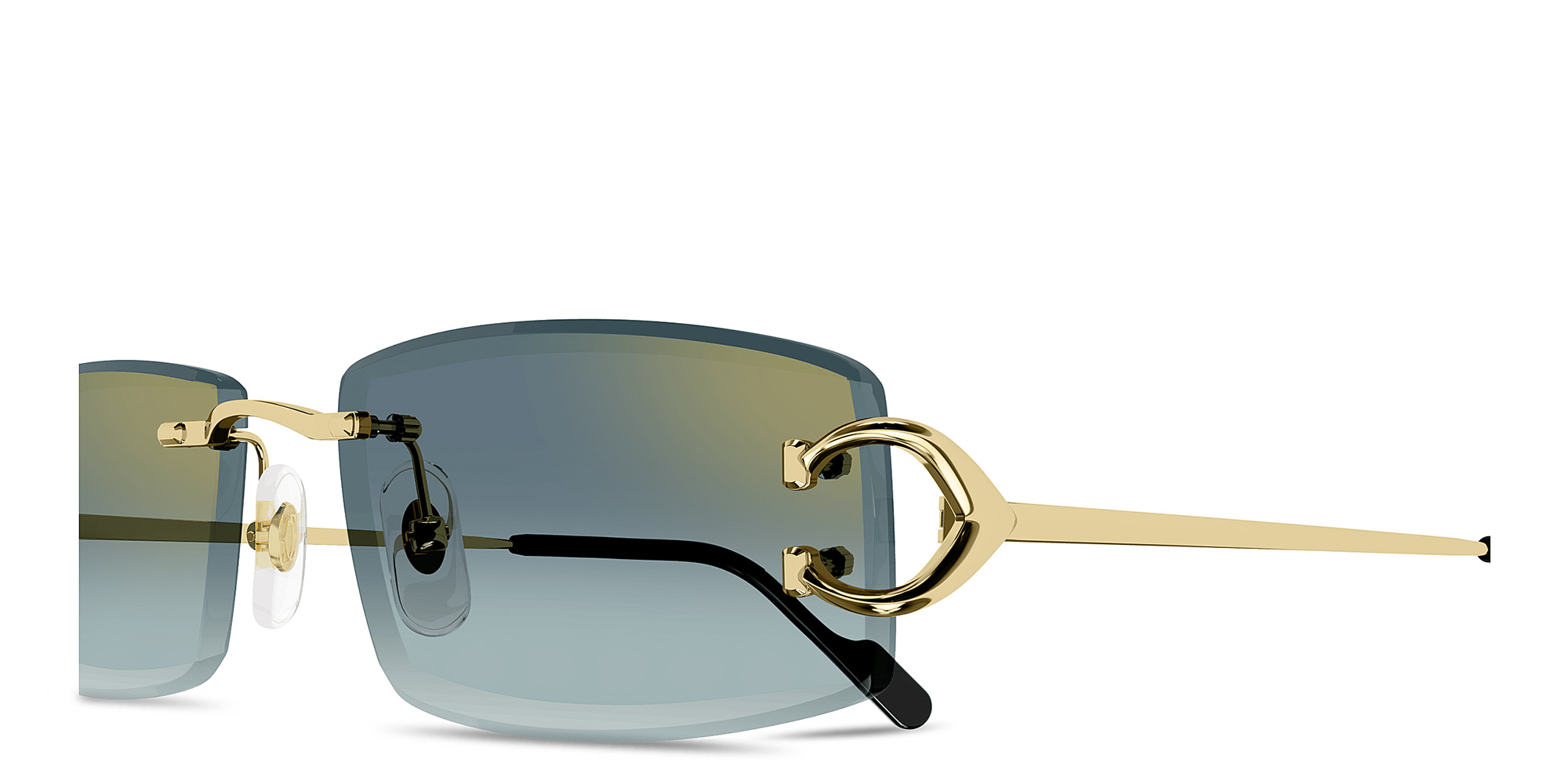 Cartier Signature 'C'de Cartier Rimless Rectangle Sunglasses in Gold – Product Photo 3