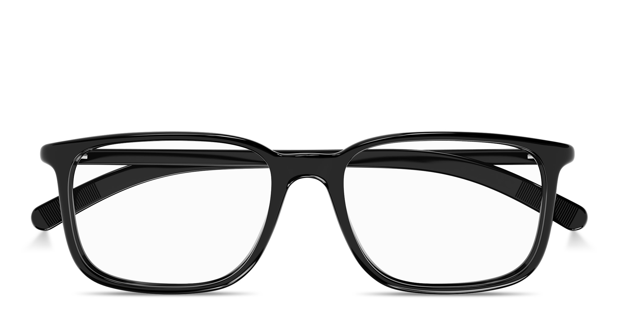 Shop MONTBLANC Snowcap Light Rectangle Eyeglasses in Black online.