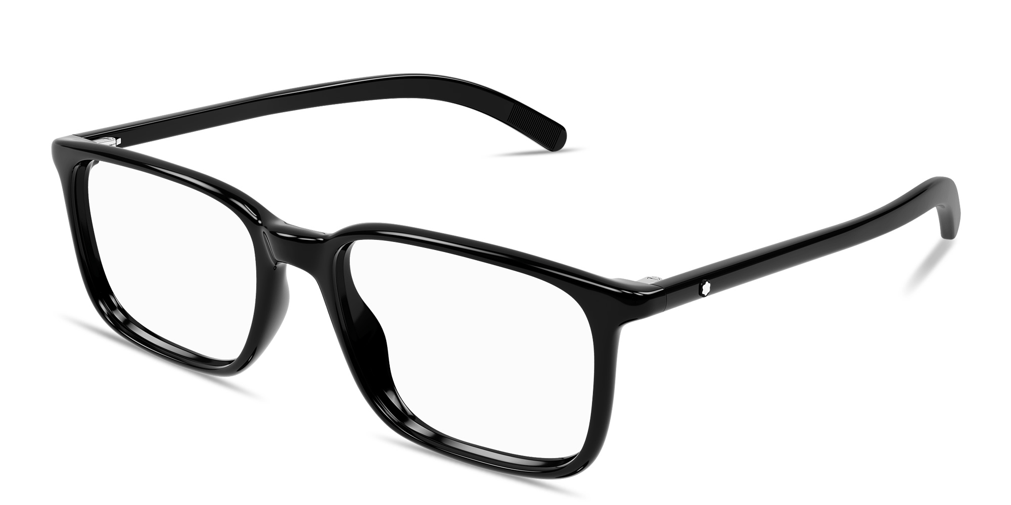 Shop MONTBLANC Snowcap Light Rectangle Eyeglasses in Black online.