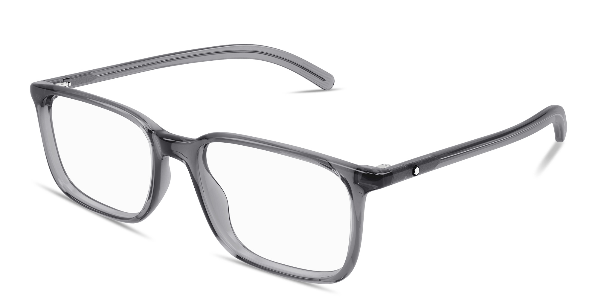 Shop MONTBLANC Snowcap Light Rectangle Eyeglasses in Grey online.