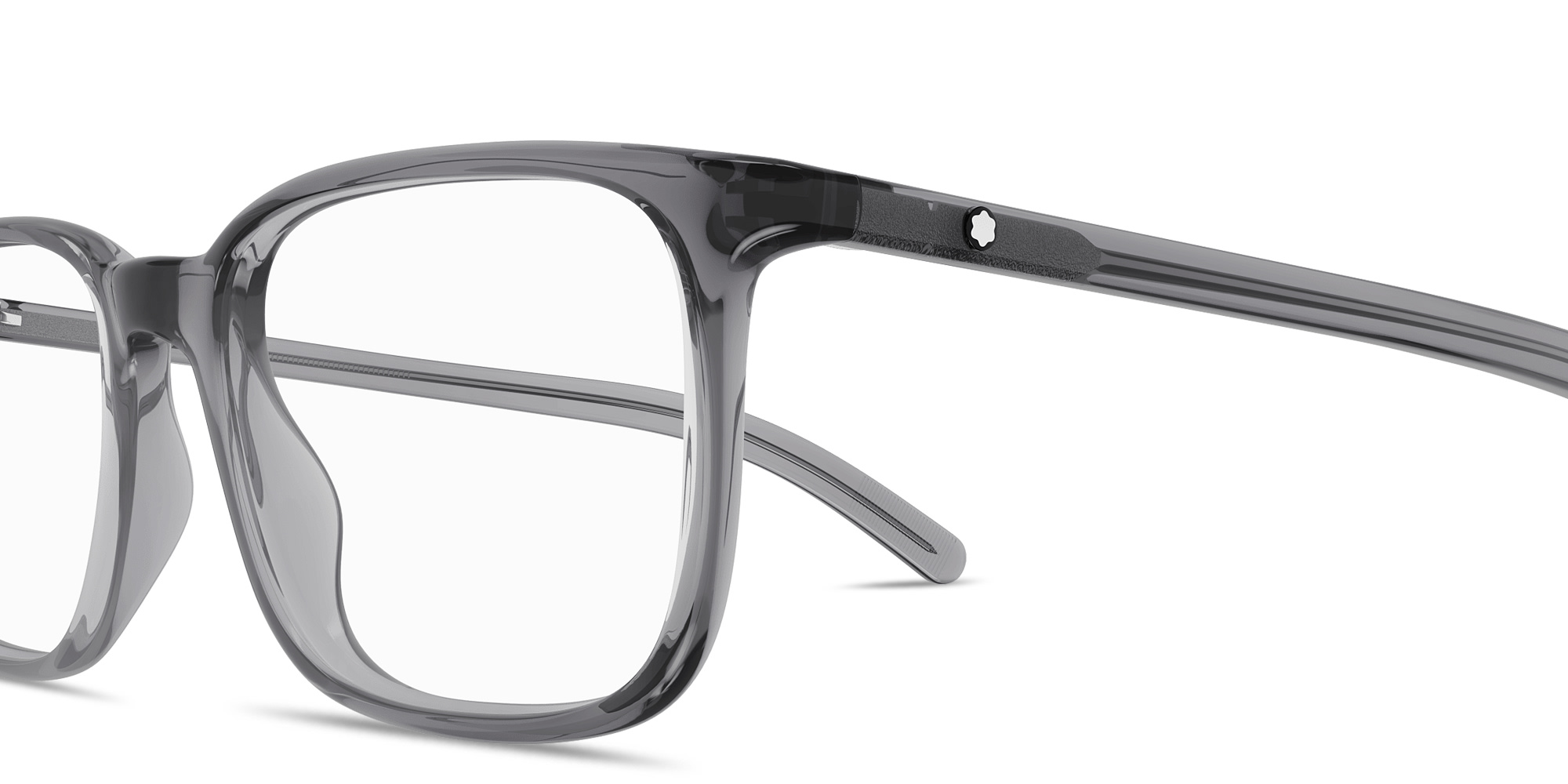 Shop MONTBLANC Snowcap Light Rectangle Eyeglasses in Grey online.