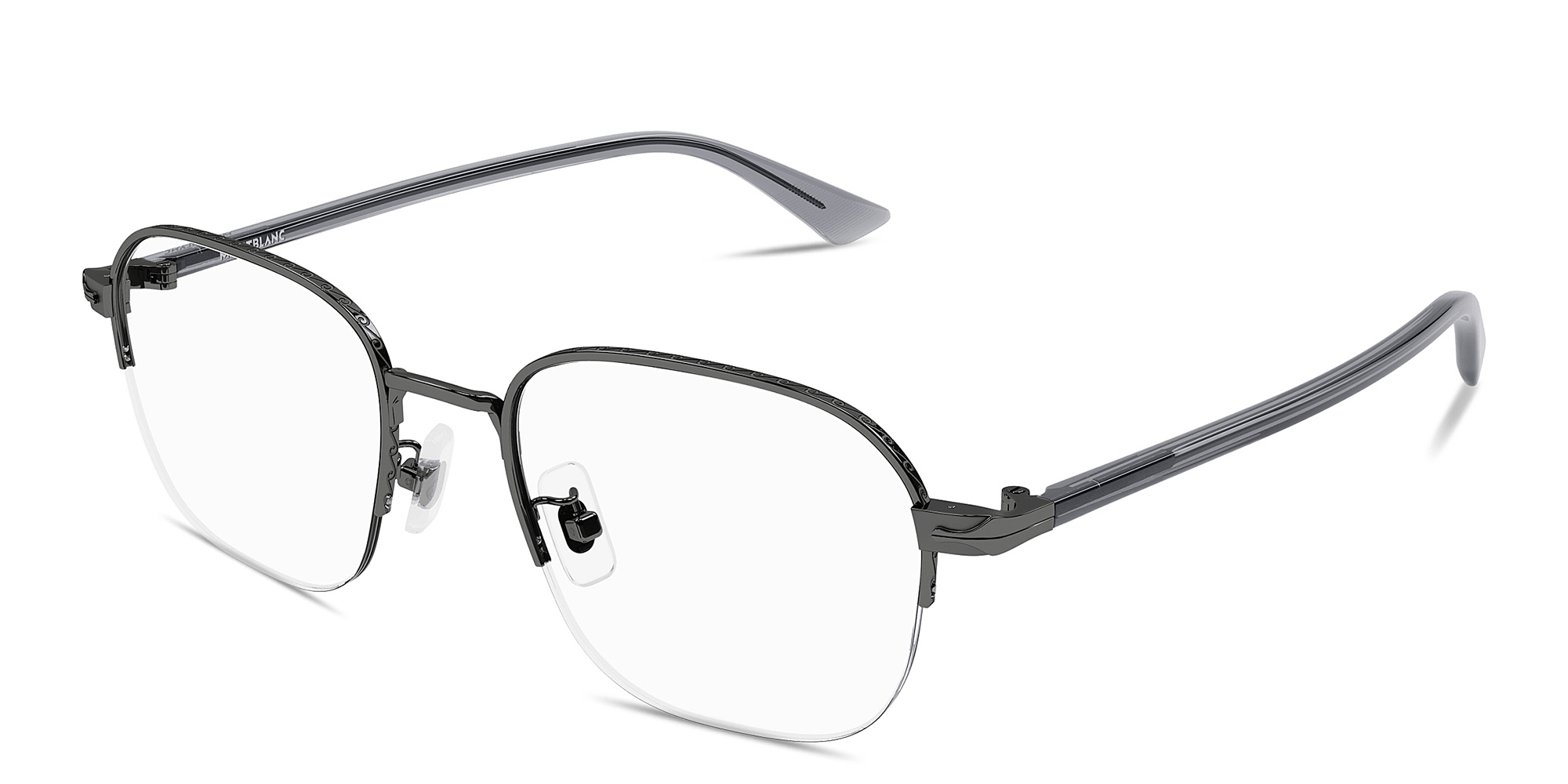 MONTBLANC Nib Half-Rim Square Eyeglasses in Gunmetal – Product Photo 2