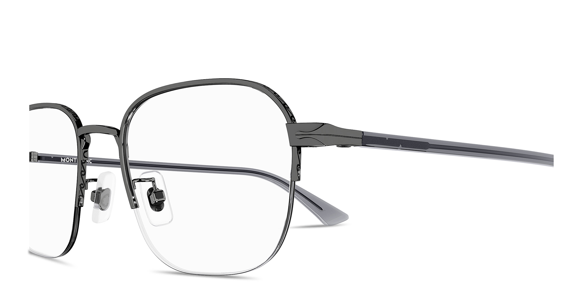 MONTBLANC Nib Half-Rim Square Eyeglasses in Gunmetal – Product Photo 3