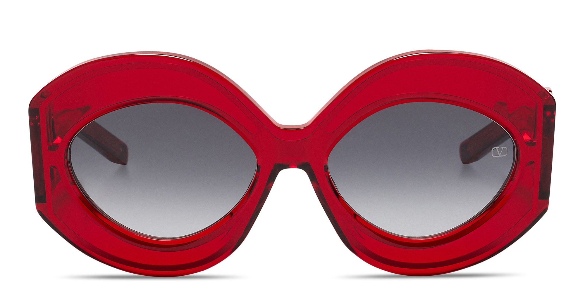 VALENTINO V-Soul II Oversized Round Sunglasses in Red – Product Photo 1