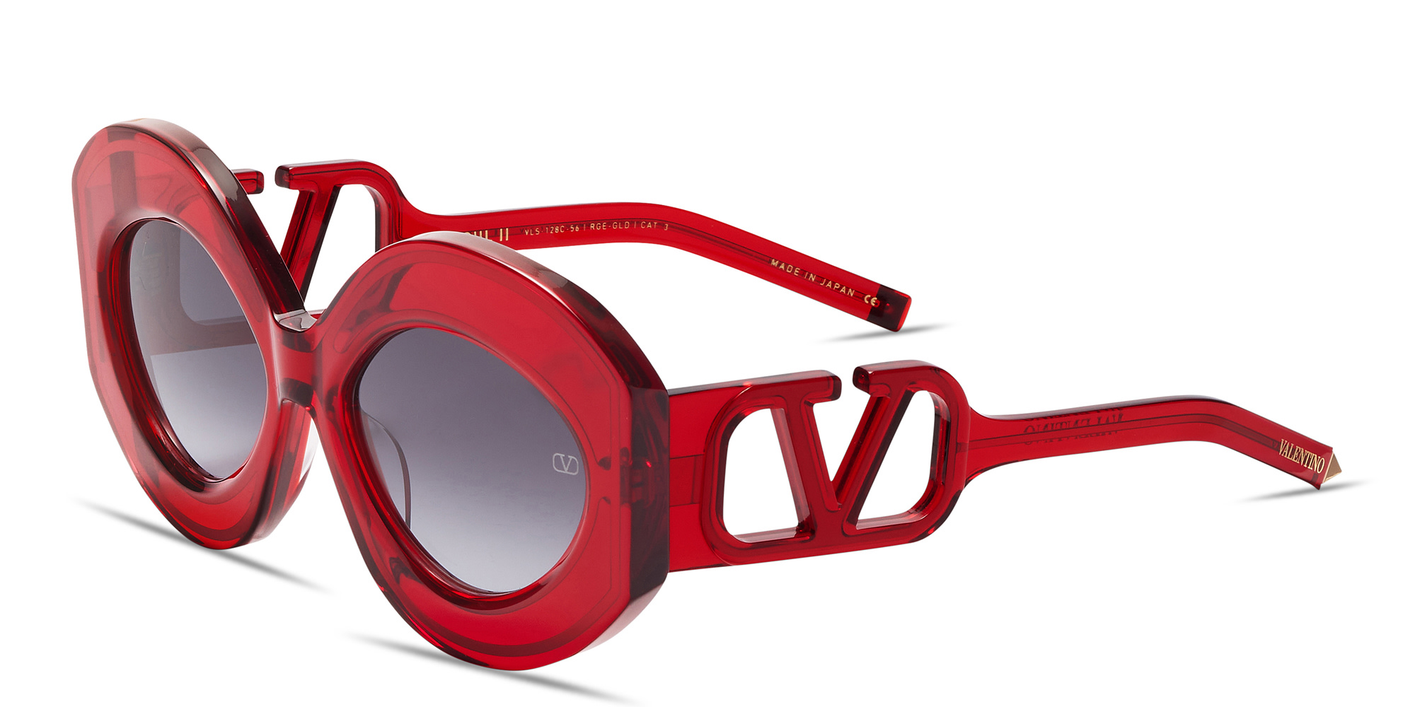 VALENTINO V-Soul II Oversized Round Sunglasses in Red – Product Photo 2