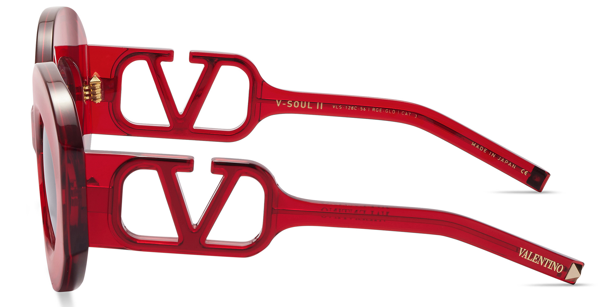 VALENTINO V-Soul II Oversized Round Sunglasses in Red – Product Photo 3