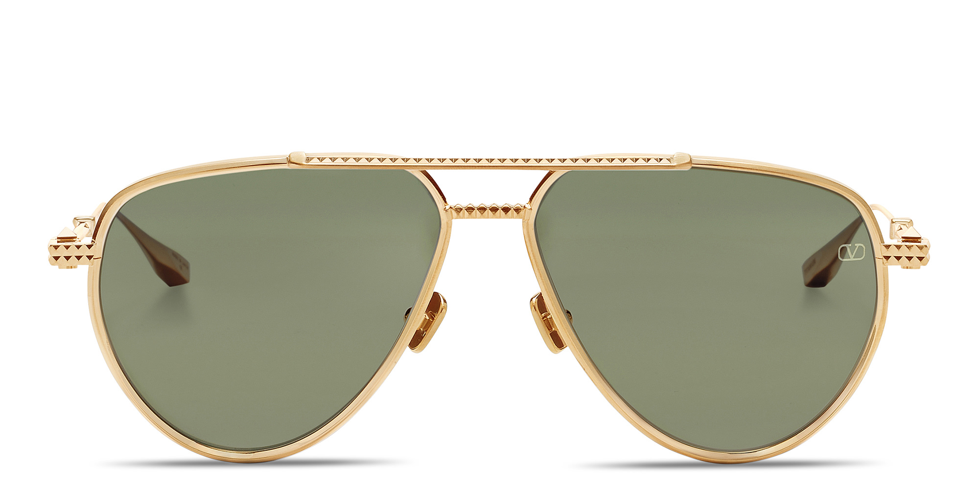 Shop VALENTINO V-Stud II Unisex Aviator Sunglasses in Gold online.