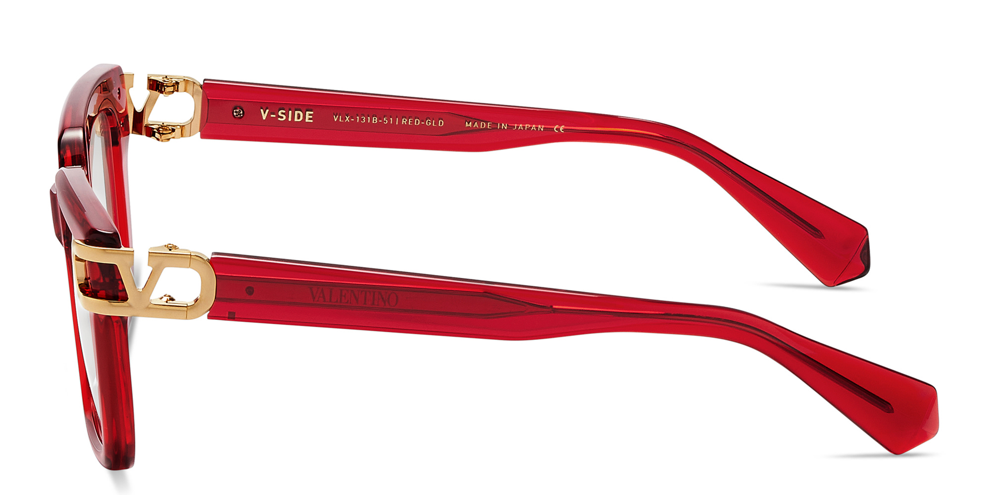 Shop VALENTINO V-Side Square Eyeglasses in Red online.