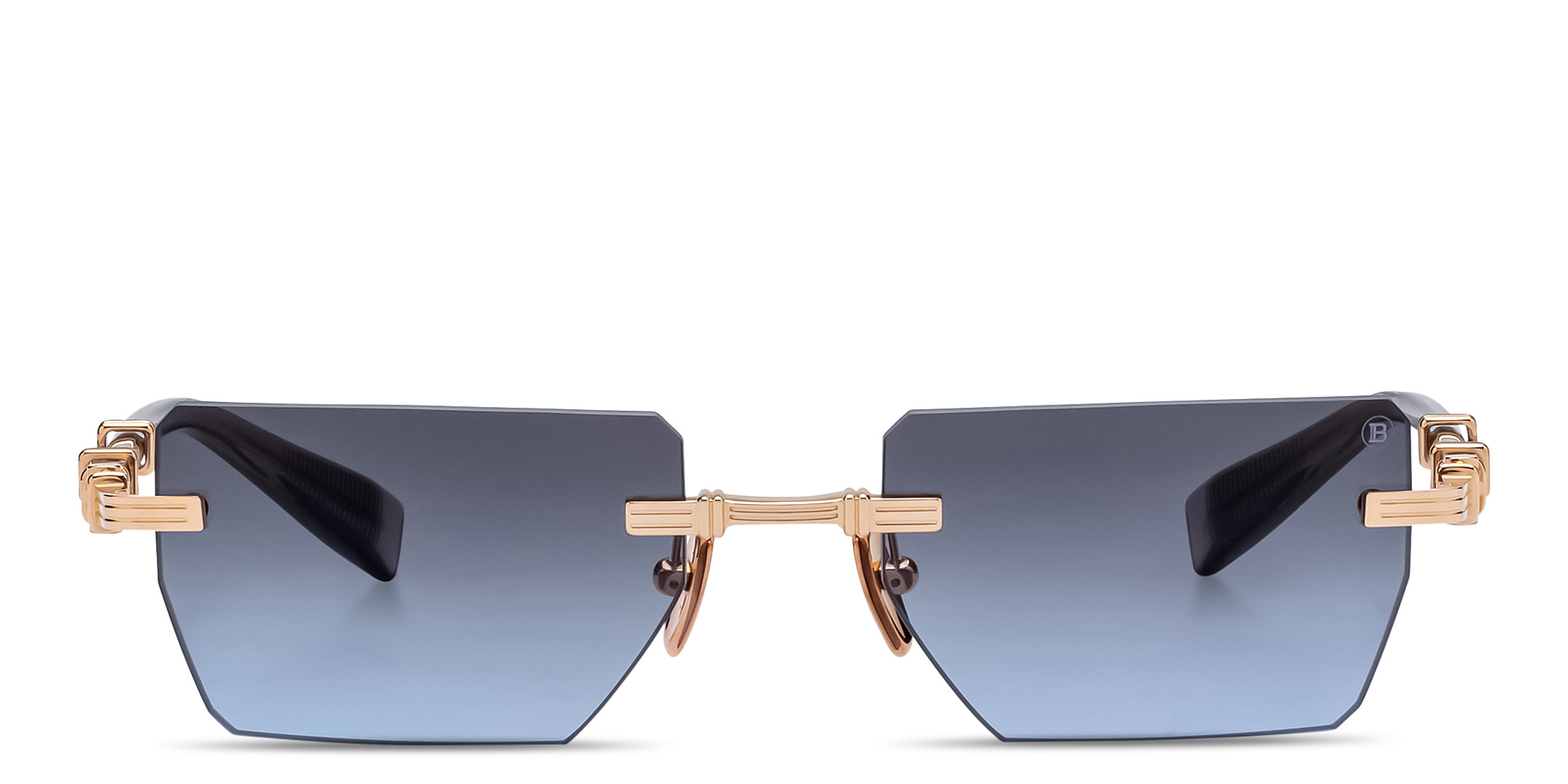 Shop BALMAIN Pierre Unisex Rimless Rectangle Sunglasses in Gold online.