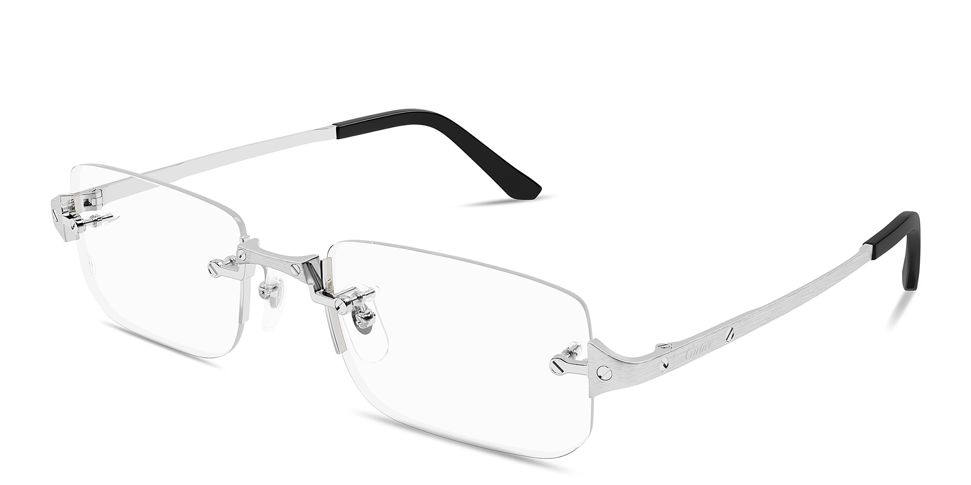 Cartier Santos de Cartier Rimless Rectangle Eyeglasses in Silver – Product Photo 2