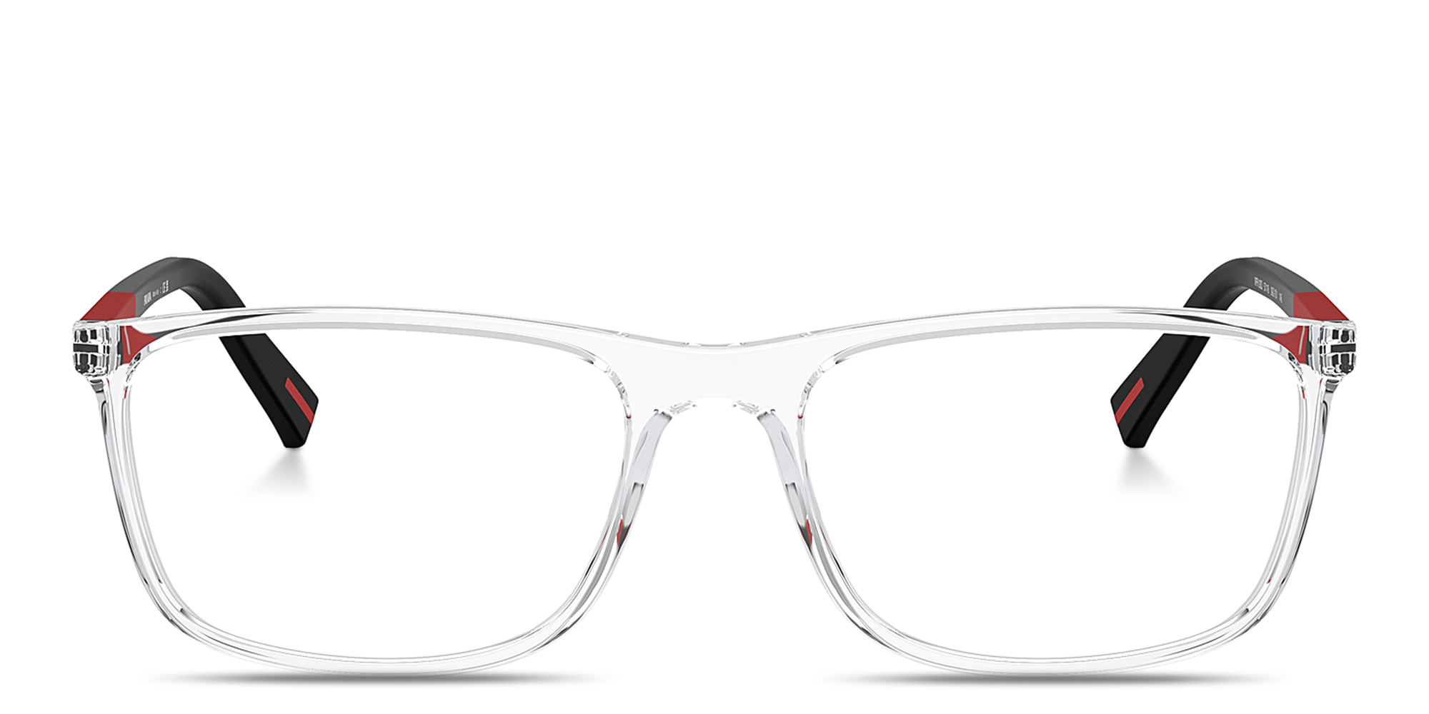 Shop PRADA Wide Rectangle Eyeglasses in Clear online.