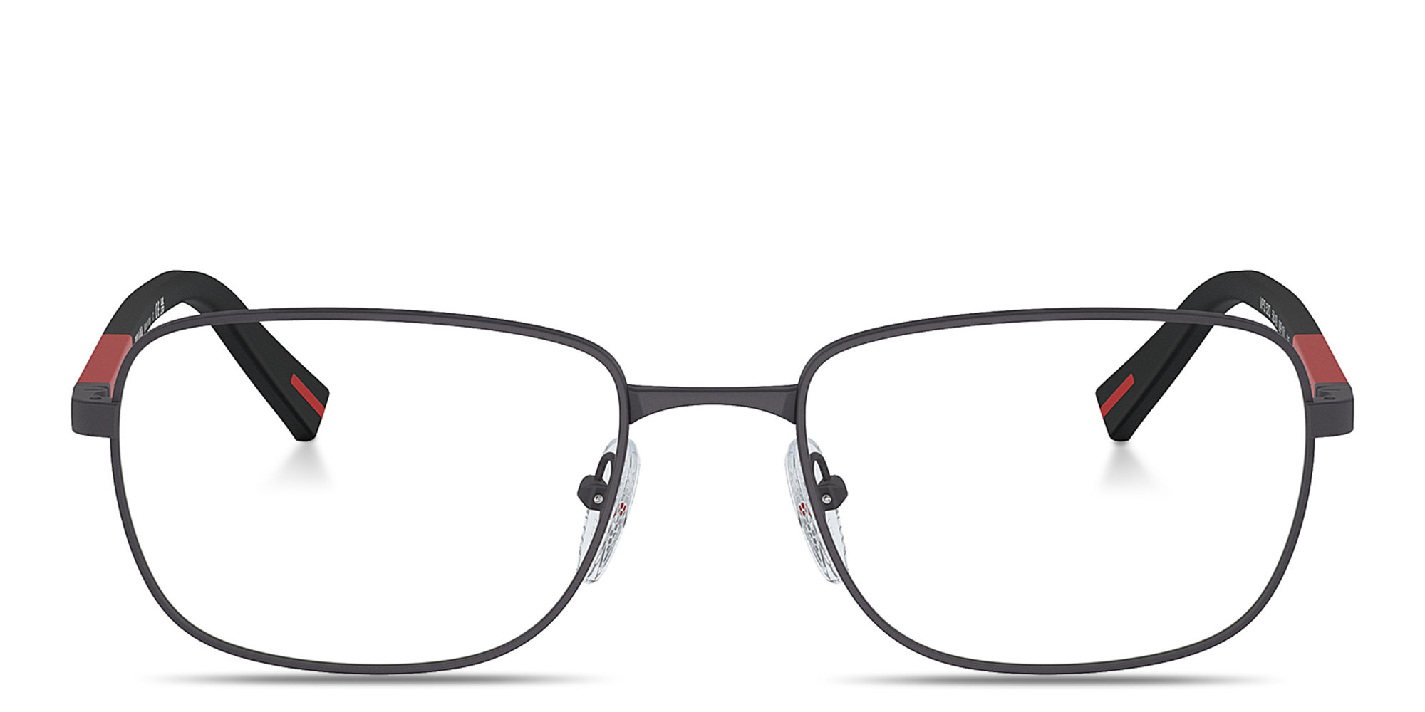 Shop Prada Linea Rossa Wide Square Eyeglasses in Gunmetal online.