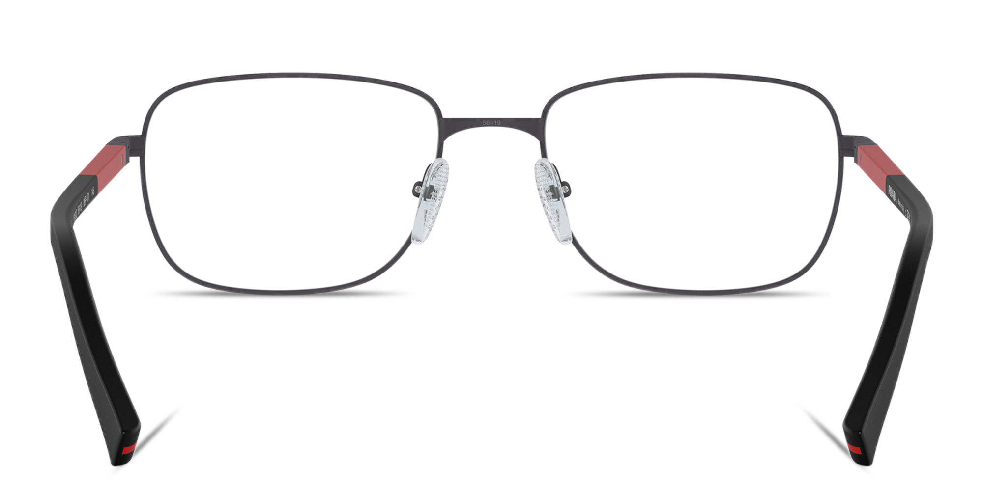 Shop Prada Linea Rossa Wide Square Eyeglasses in Gunmetal online.
