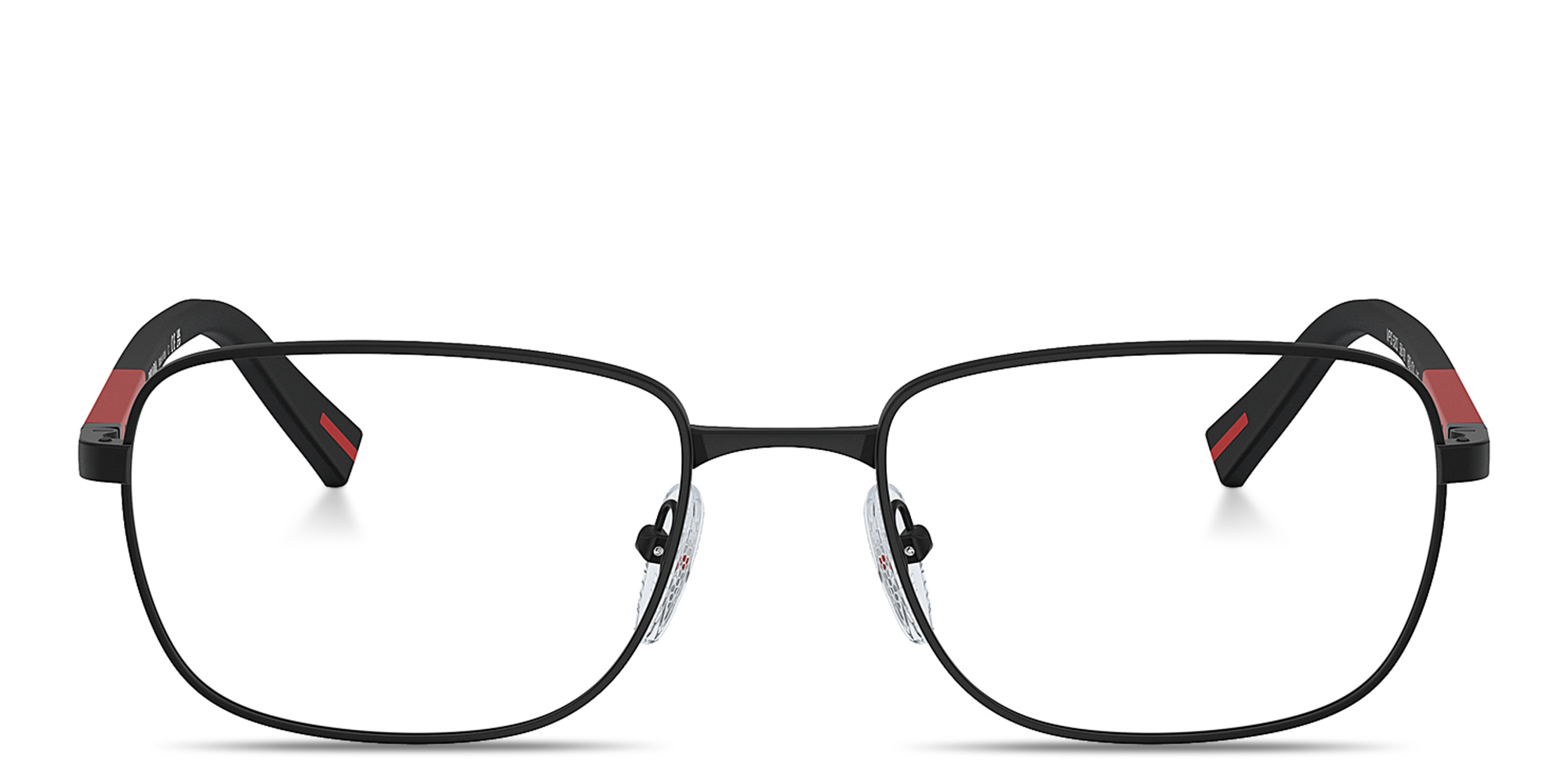 Shop Prada Linea Rossa Wide Square Eyeglasses in Black online.