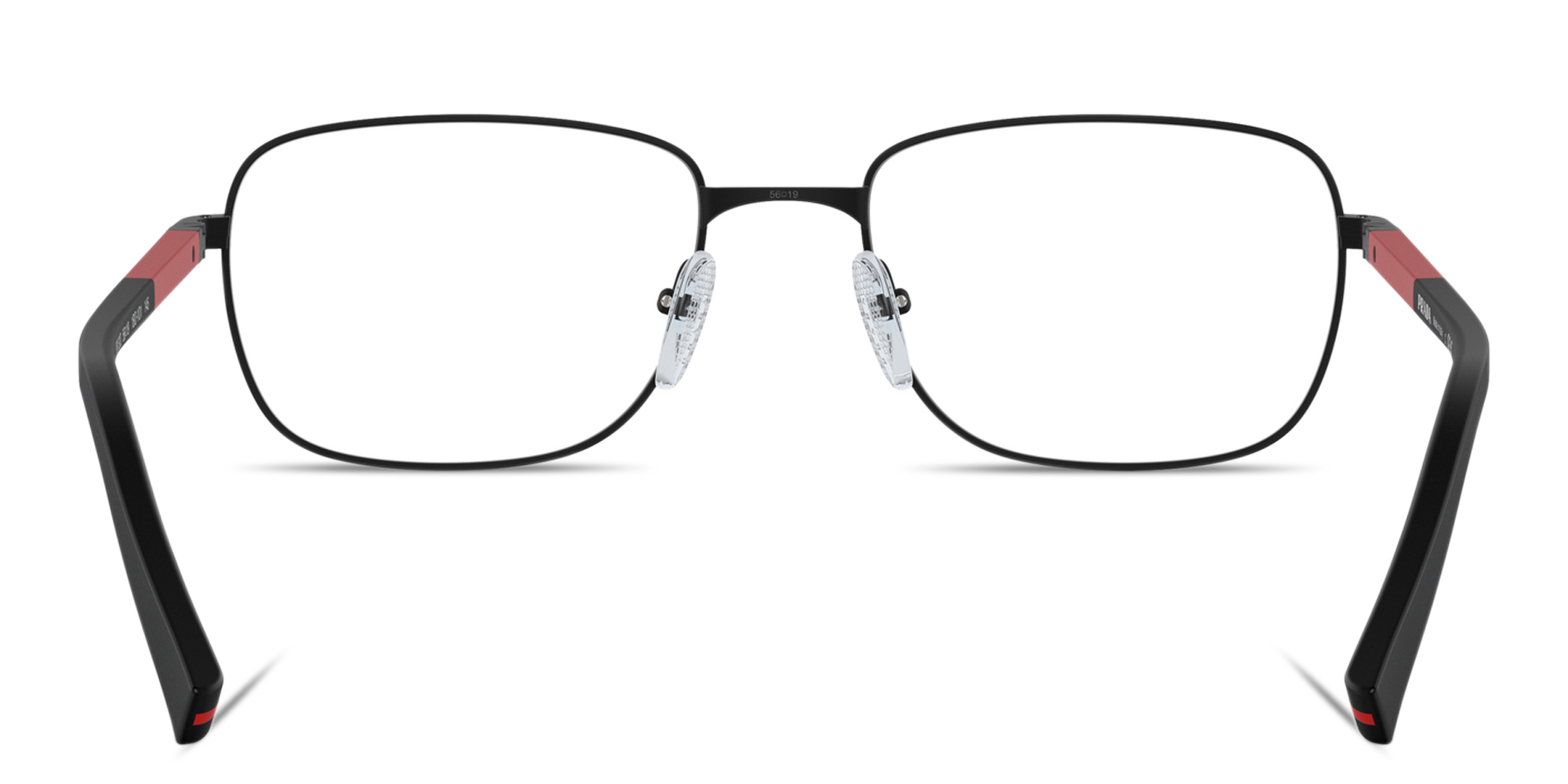 Shop Prada Linea Rossa Wide Square Eyeglasses in Black online.