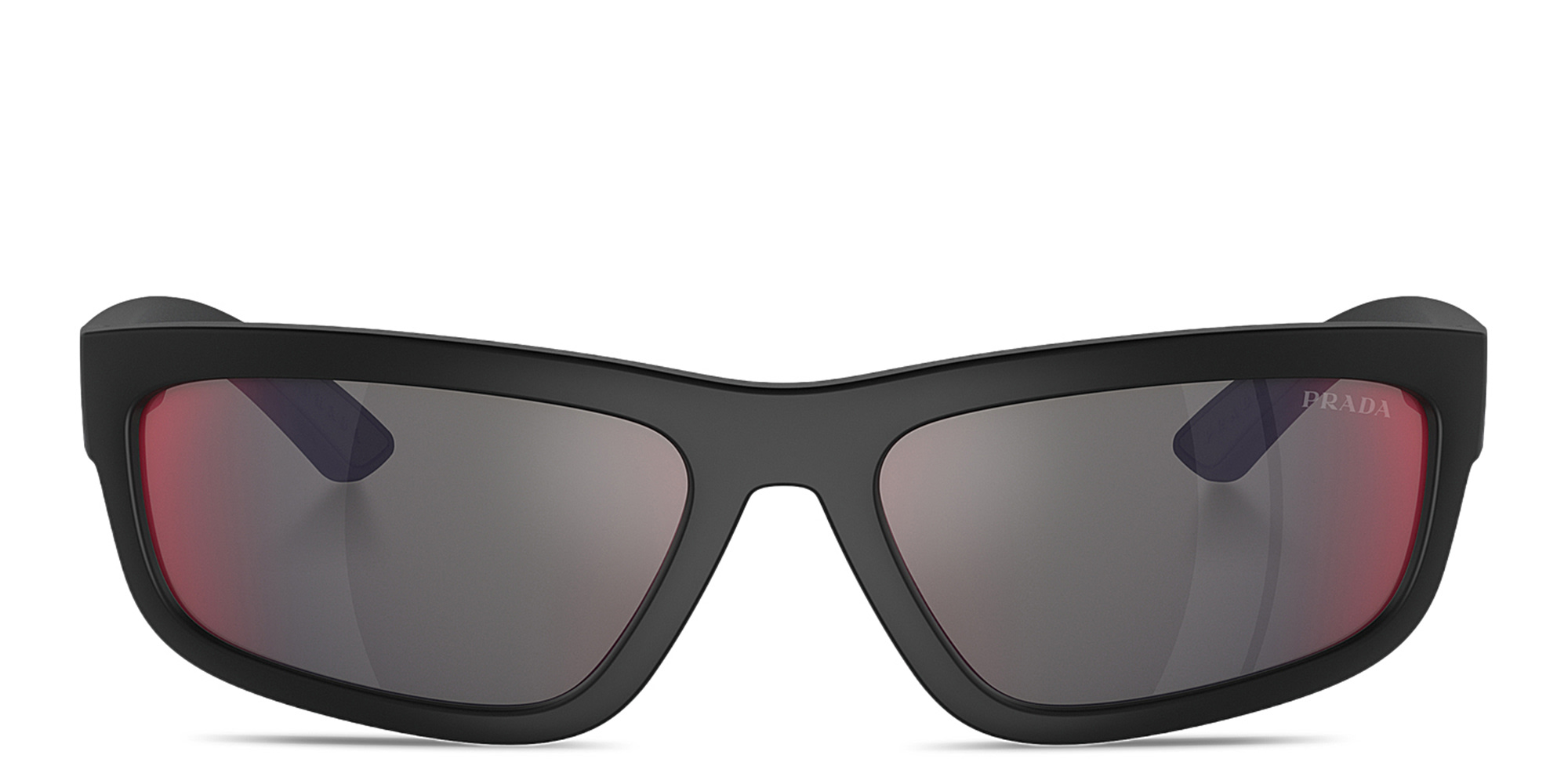 Shop Prada Linea Rossa Rectangle Sunglasses in Black online.