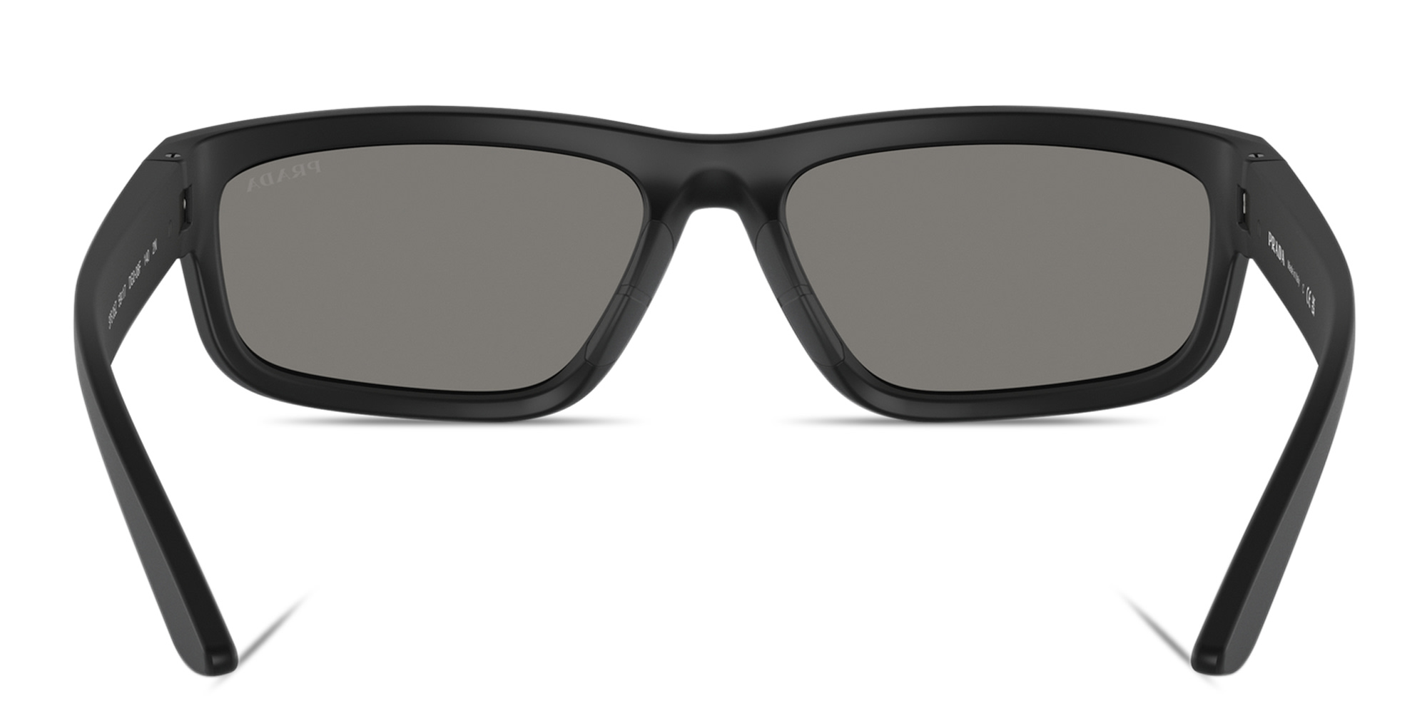 Shop Prada Linea Rossa Rectangle Sunglasses in Black online.