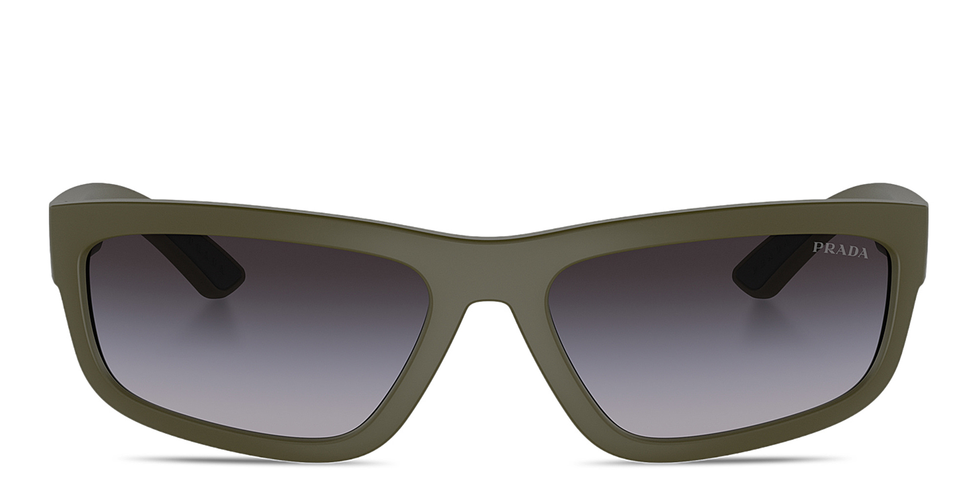 Shop Prada Linea Rossa Rectangle Sunglasses in Green online.