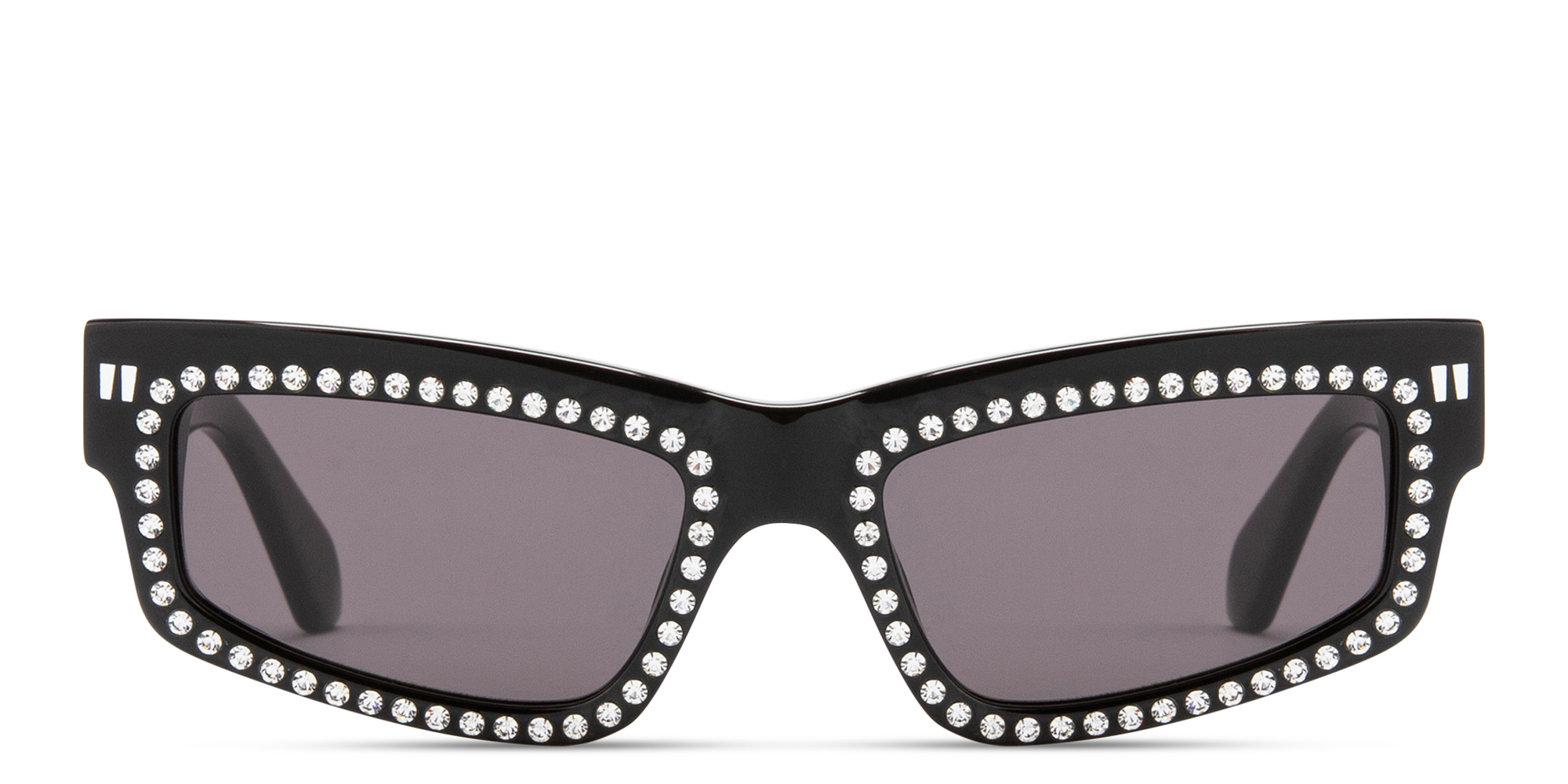 Shop OFF WHITE Miramar Unisex Cat-Eye Sunglasses with Crystal Embellishments in Black online.