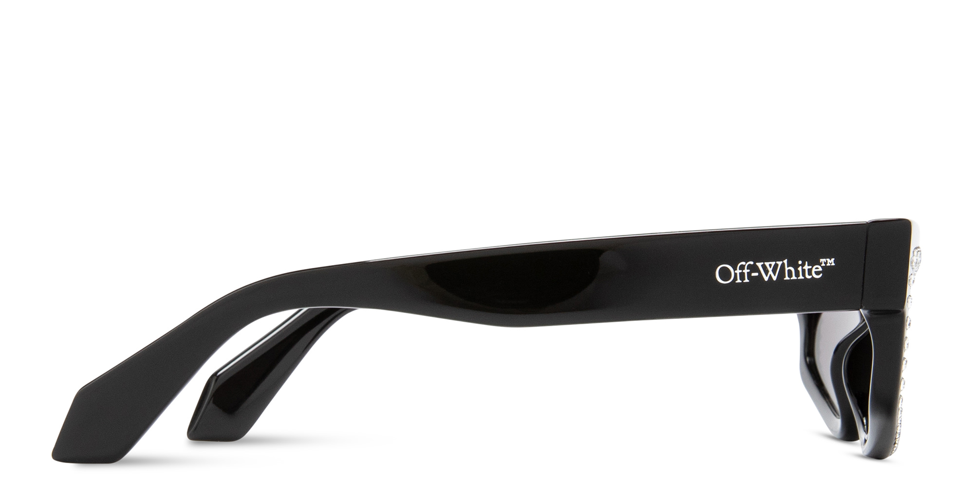 Shop OFF WHITE Miramar Unisex Cat-Eye Sunglasses with Crystal Embellishments in Black online.