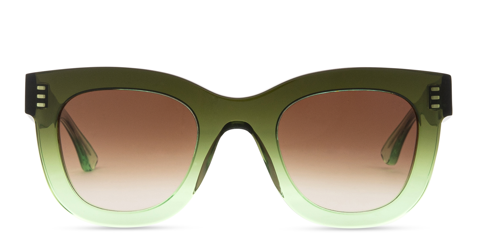 Shop THIERRY LASRY Gambly Rectangle Sunglasses in Transparent Green online.