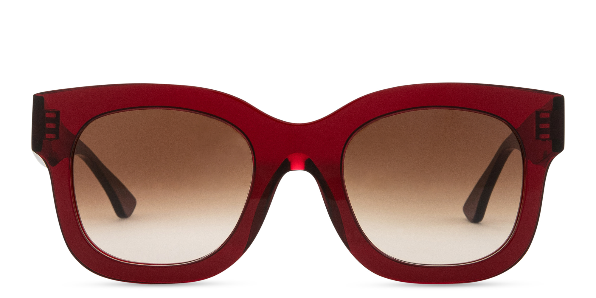 Shop THIERRY LASRY Unicorny Oversized Rectangle Sunglasses in Red online.