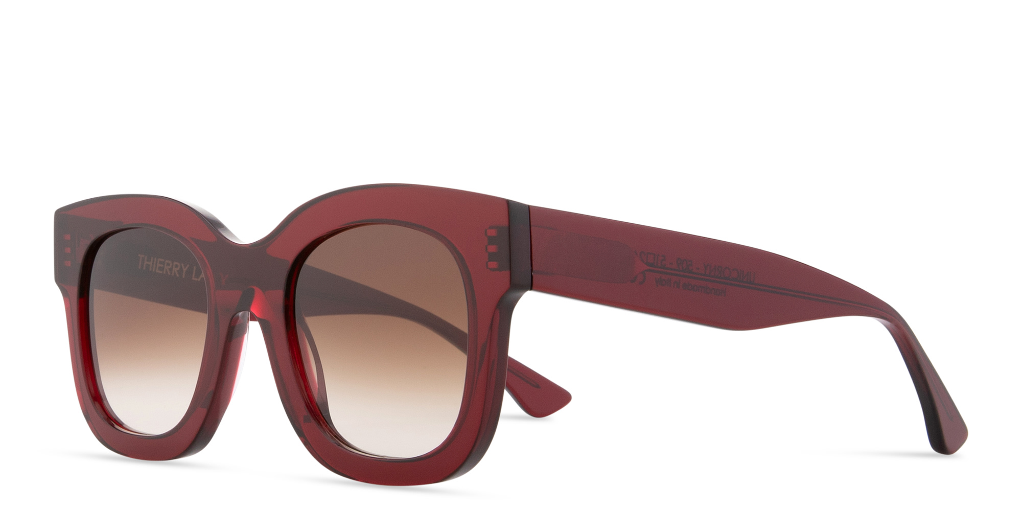 Shop THIERRY LASRY Unicorny Oversized Rectangle Sunglasses in Red online.
