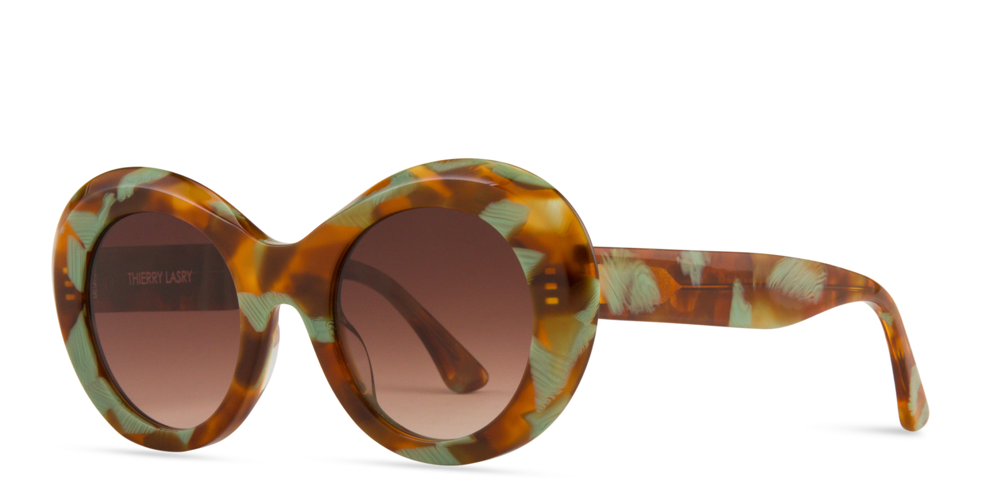 Shop THIERRY LASRY Pulpy Round Sunglasses in Green online.