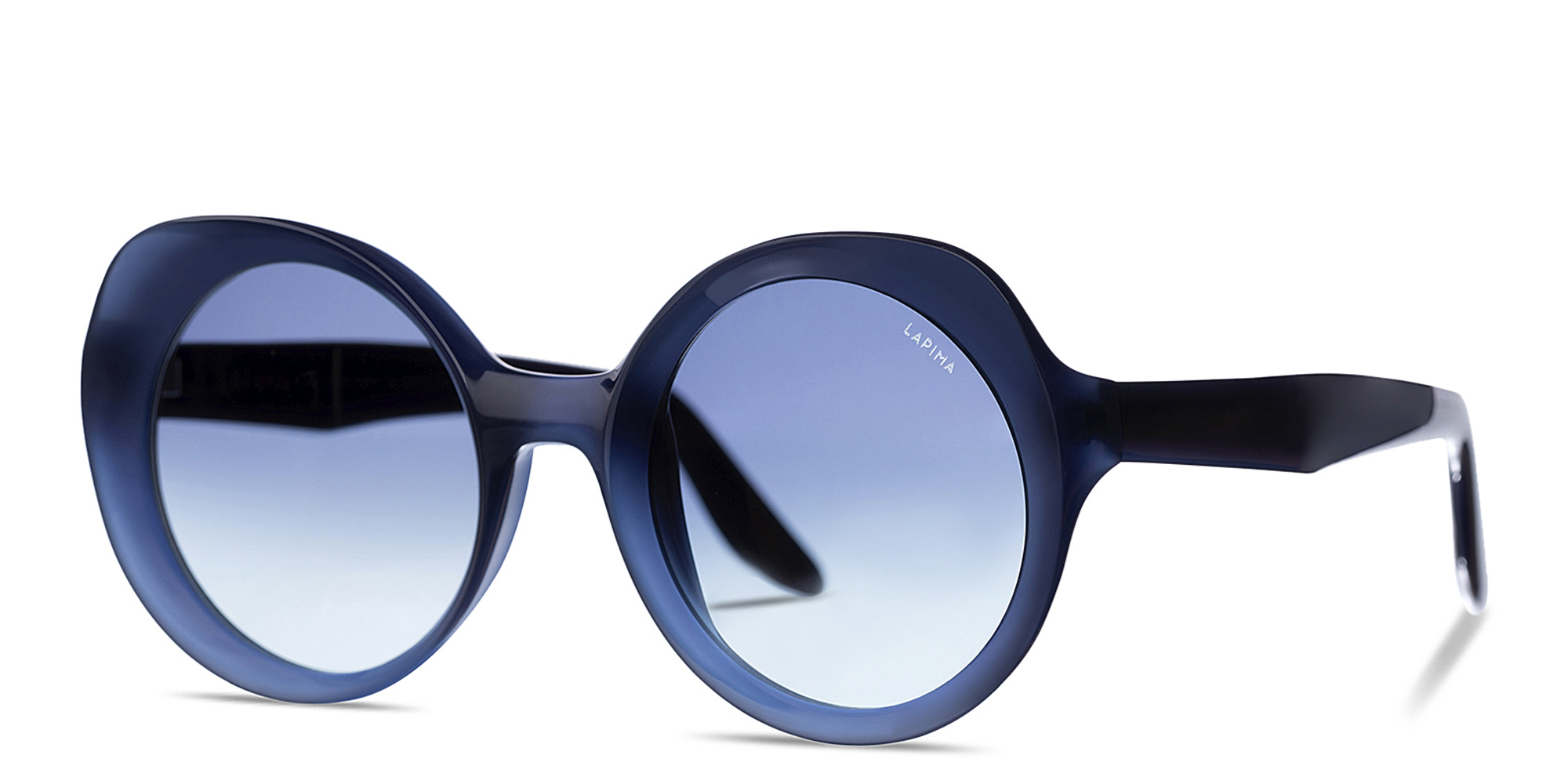 Shop LAPIMA Carlota Oversized Round Sunglasses in Blue online.