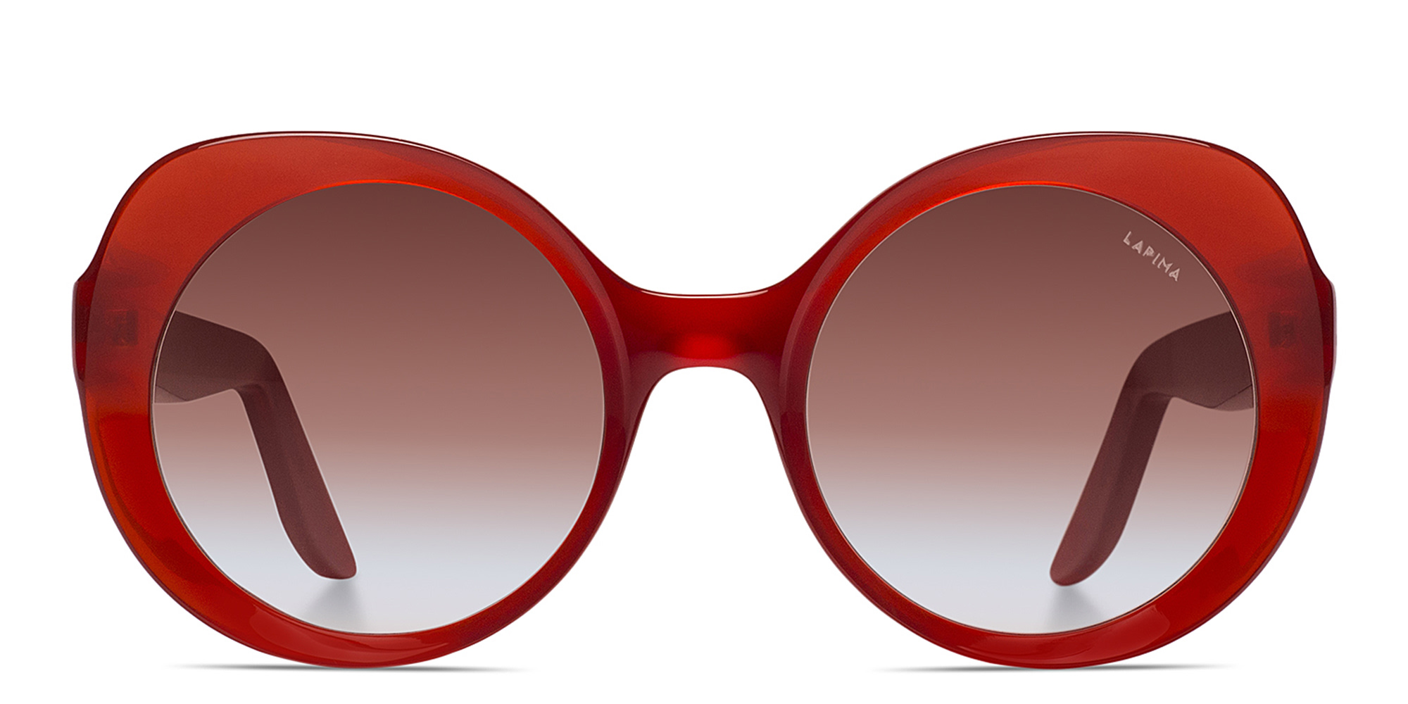 Shop LAPIMA Carlota Oversized Round Sunglasses in Red online.