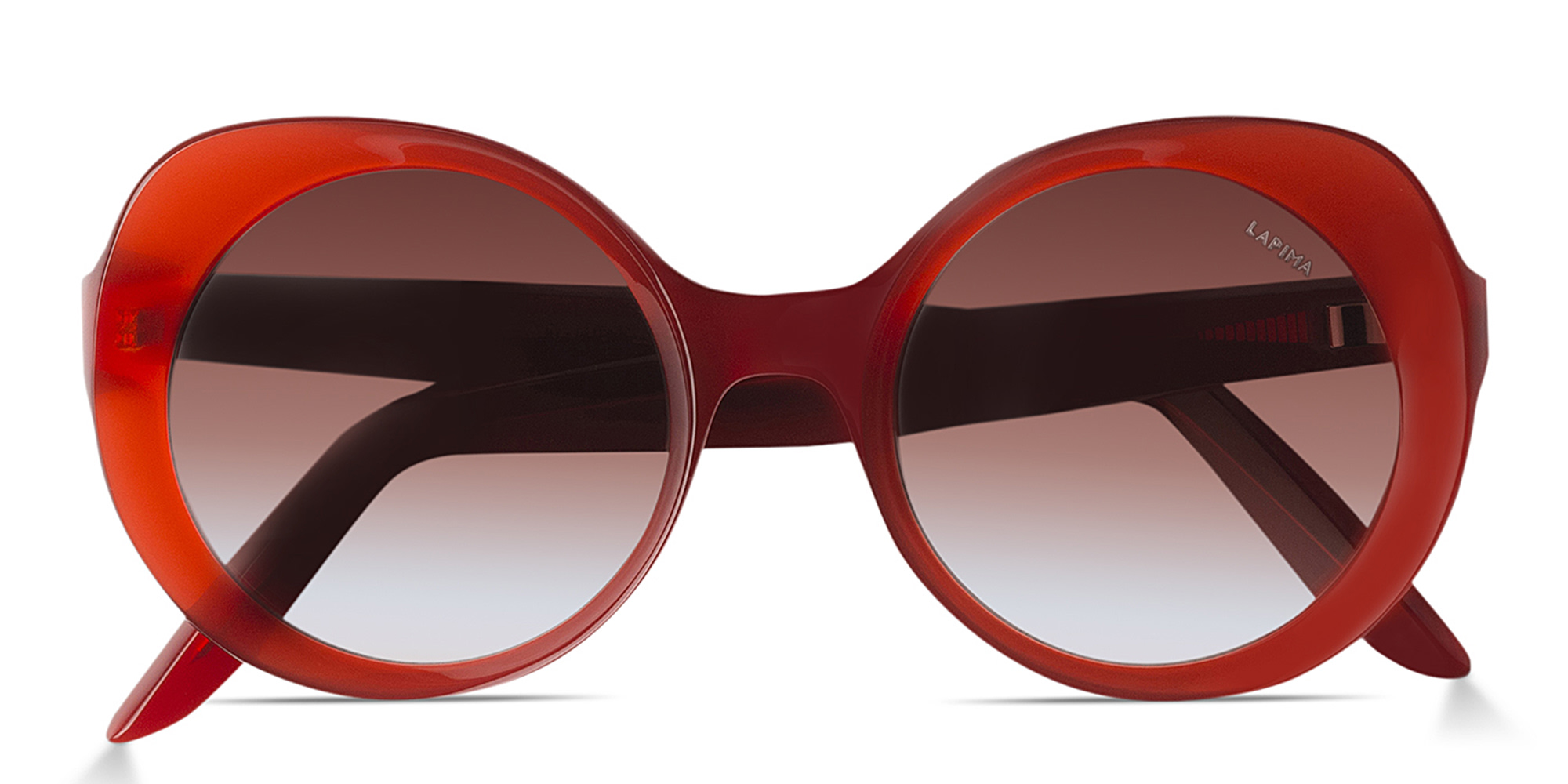 Shop LAPIMA Carlota Oversized Round Sunglasses in Red online.