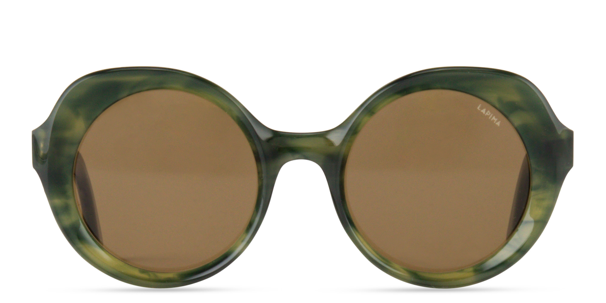 Shop LAPIMA Carlota Oversized Round Sunglasses in Green online.