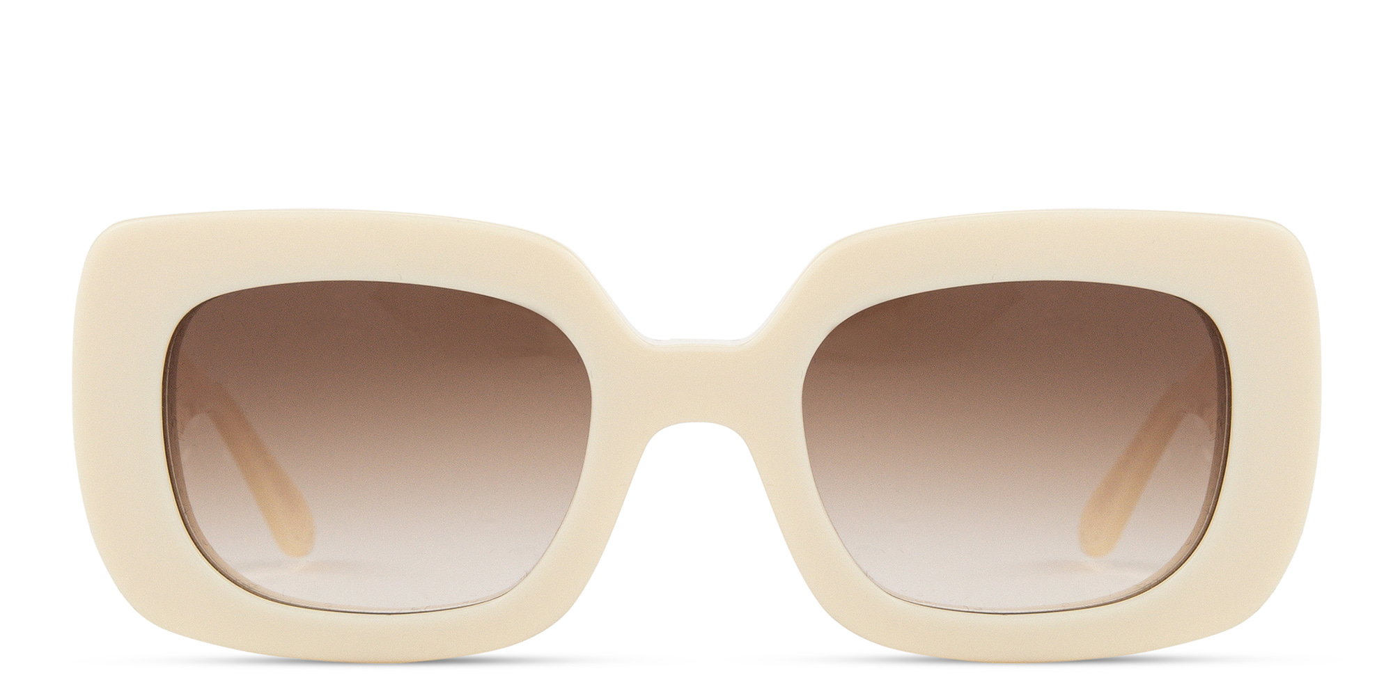 Shop Emmanuelle Khanh Pamela Rectangle Sunglasses in Beige online.