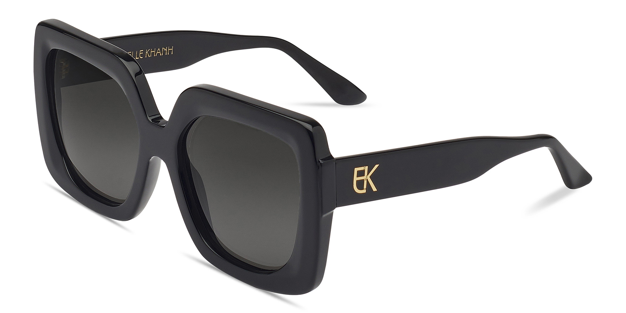 Shop Emmanuelle Khanh EK Logo Oversized Square Sunglasses in Black online.