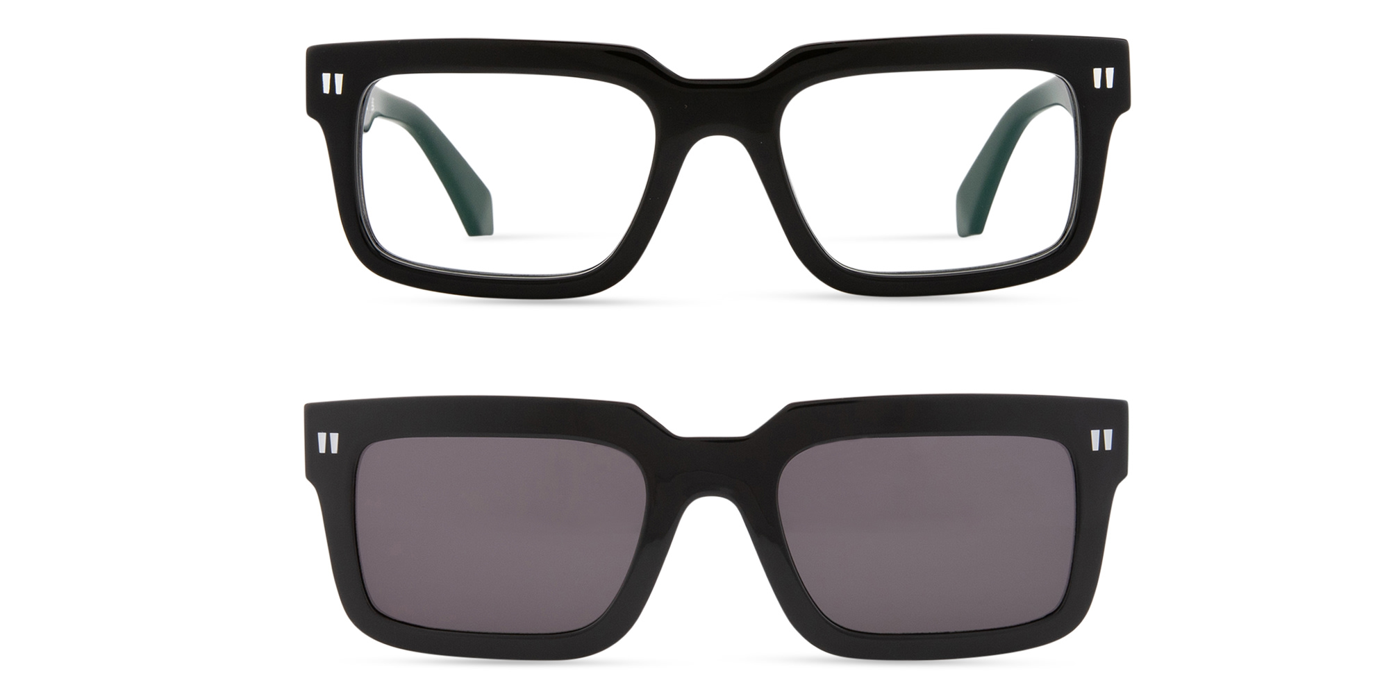 OFF WHITE Clip-On Unisex Rectangle Eyeglasses in Black – Product Photo 1
