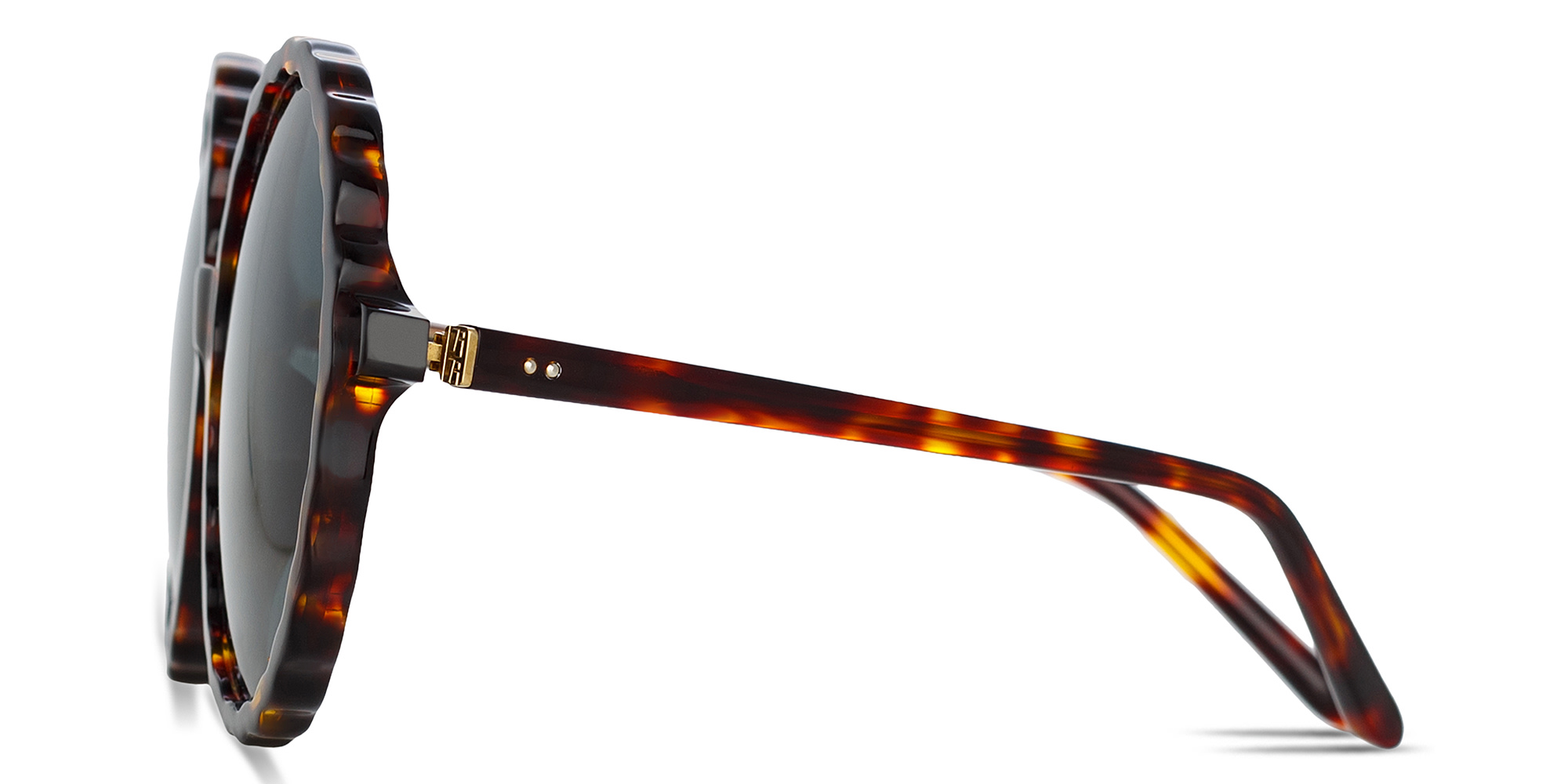 Shop LINDA FARROW Nova Oversized Round Sunglasses in Tortoise online.