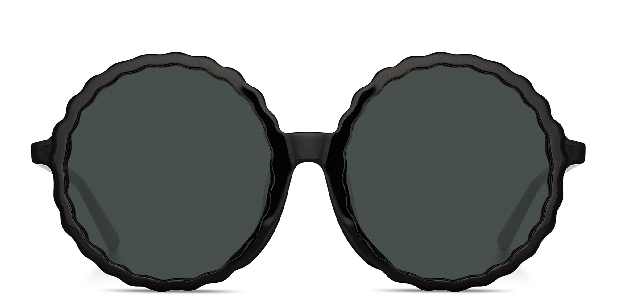 Shop LINDA FARROW Nova Oversized Round Sunglasses in Black online.