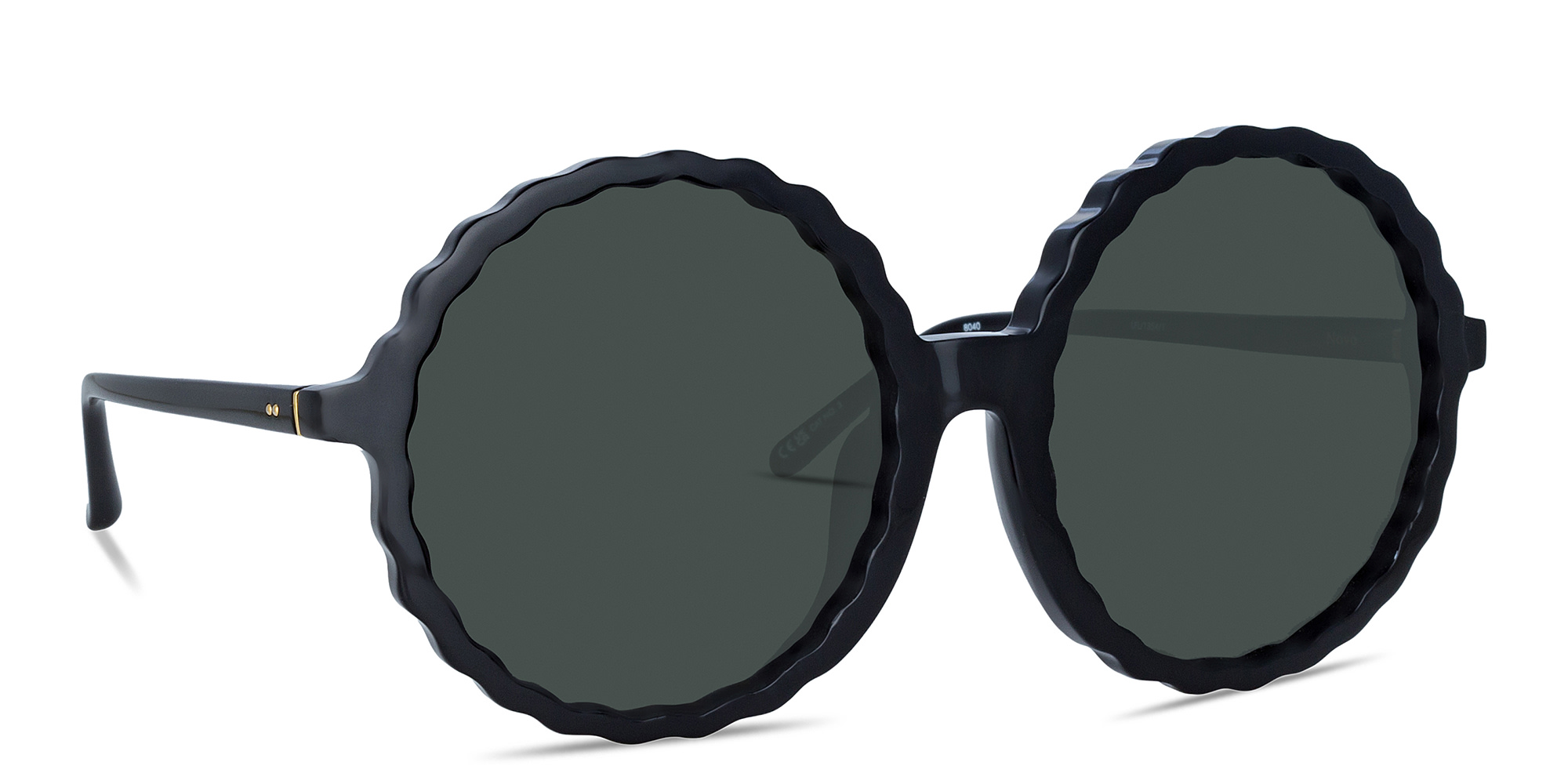 Shop LINDA FARROW Nova Oversized Round Sunglasses in Black online.