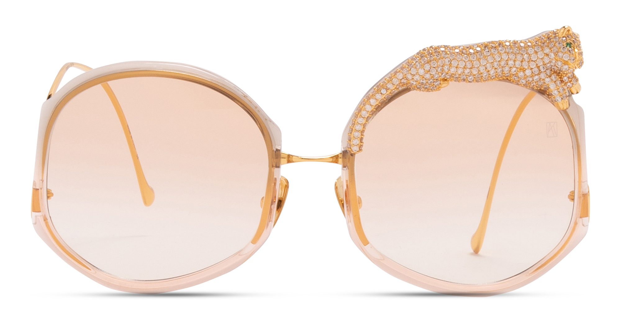 Shop ANNA KARIN KARLSSON Rose Et Le Rêve Limited Edition Oversized Round Sunglasses in Transparent Tobacco Brown online.