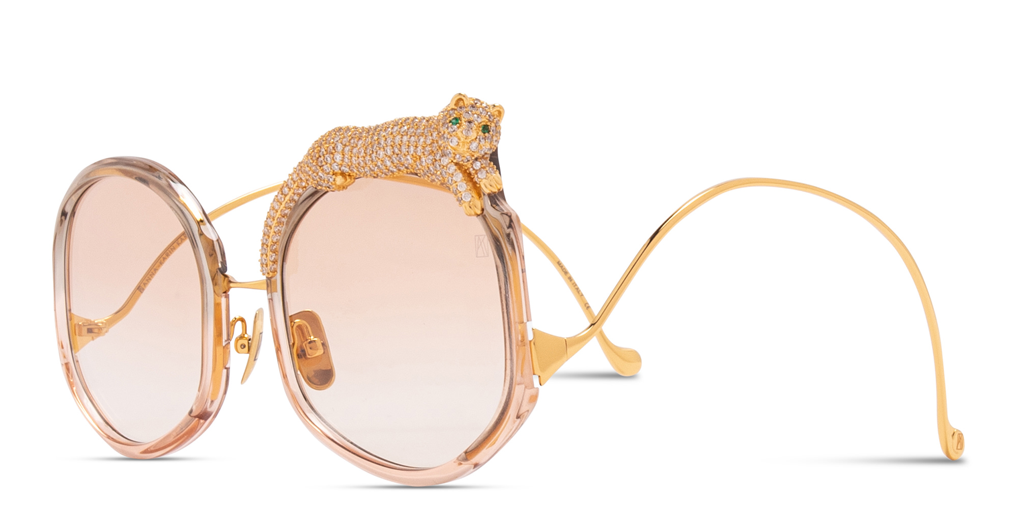 Shop ANNA KARIN KARLSSON Rose Et Le Rêve Limited Edition Oversized Round Sunglasses in Transparent Tobacco Brown online.