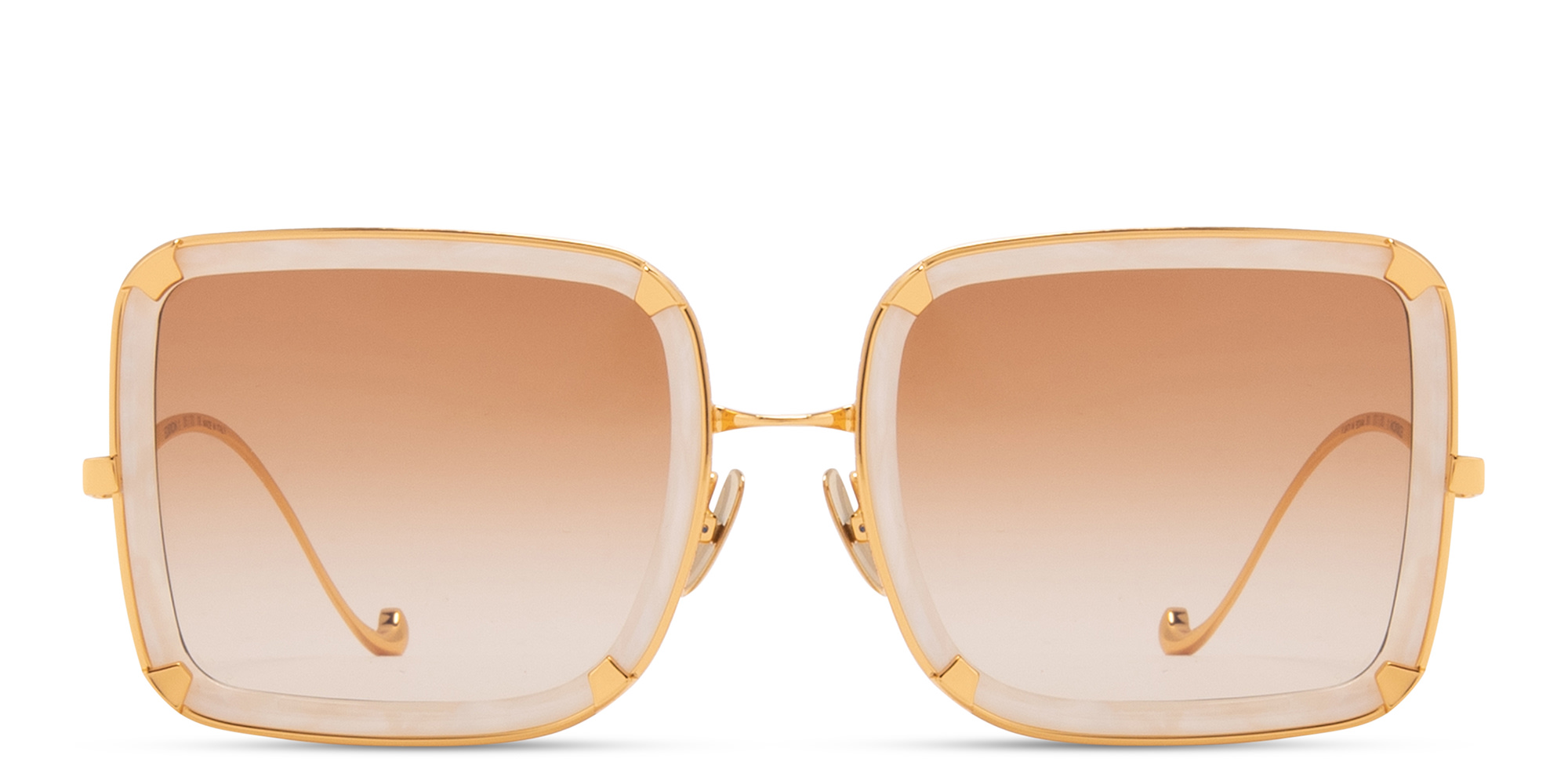 Shop ANNA KARIN KARLSSON White Moon Limited 5th Edition Oversized Square Sunglasses in Gold & White online.