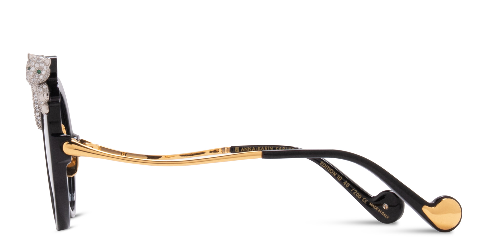 Shop ANNA KARIN KARLSSON Rose et La Roue Limited Edition Oversized Round Sunglasses in Black online.