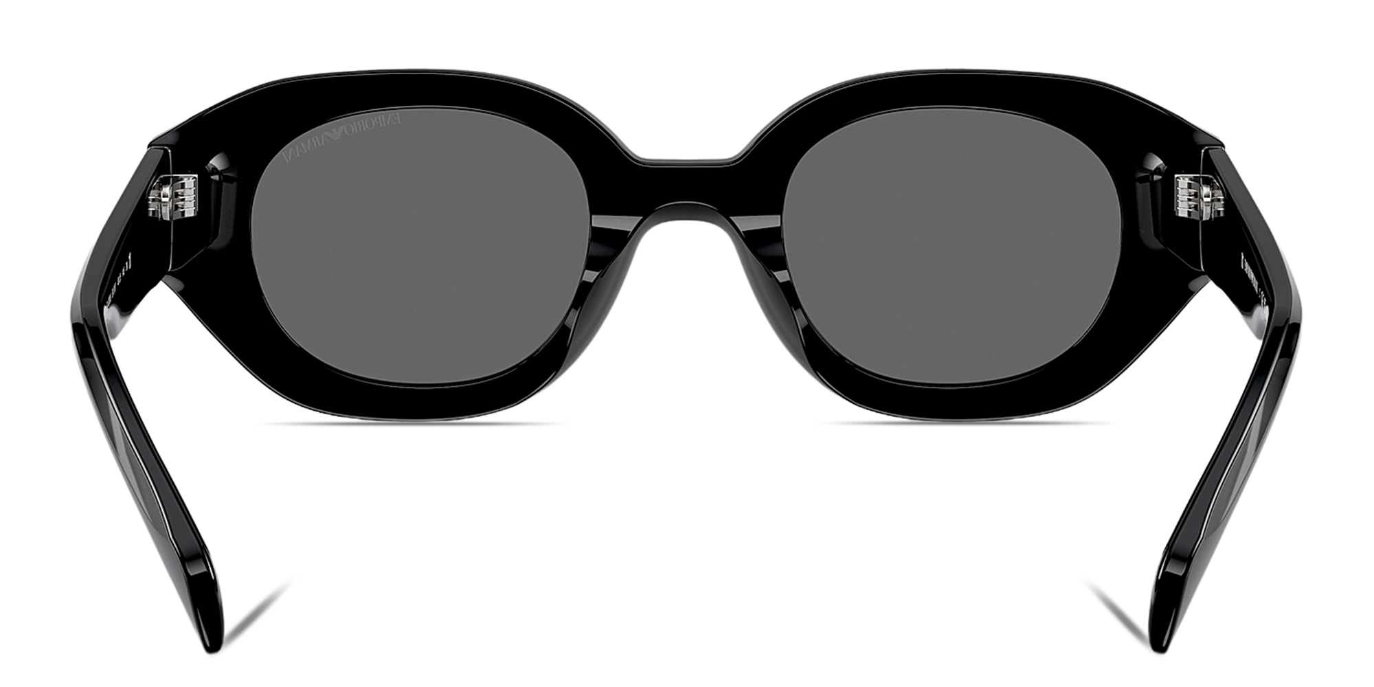 Shop Emporio Armani Irregular Sunglasses in Black online.